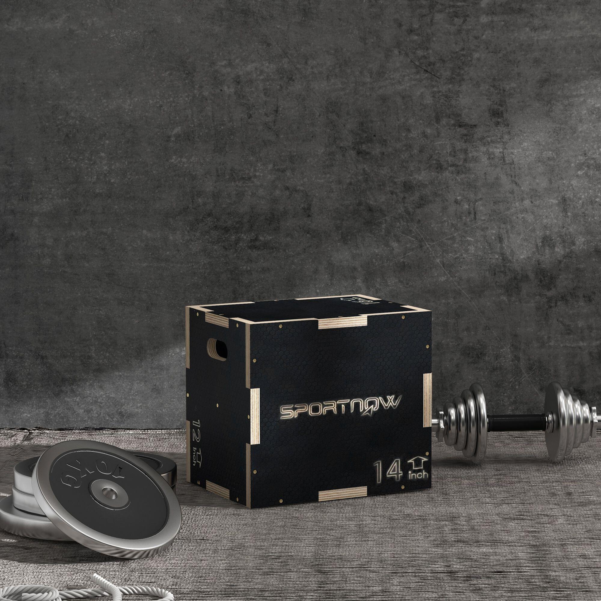 SPORTNOW Box Jump Pliometrico a 3 Altezze in Legno Antiscivolo 41-36-31cm Nero 2/8