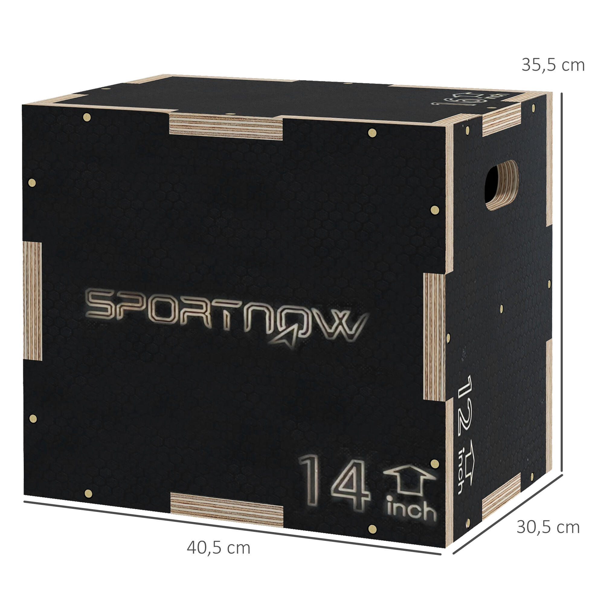 Caixa pliométrica 40,5x35,5x30,5 cm preto SPORTNOW 3/7