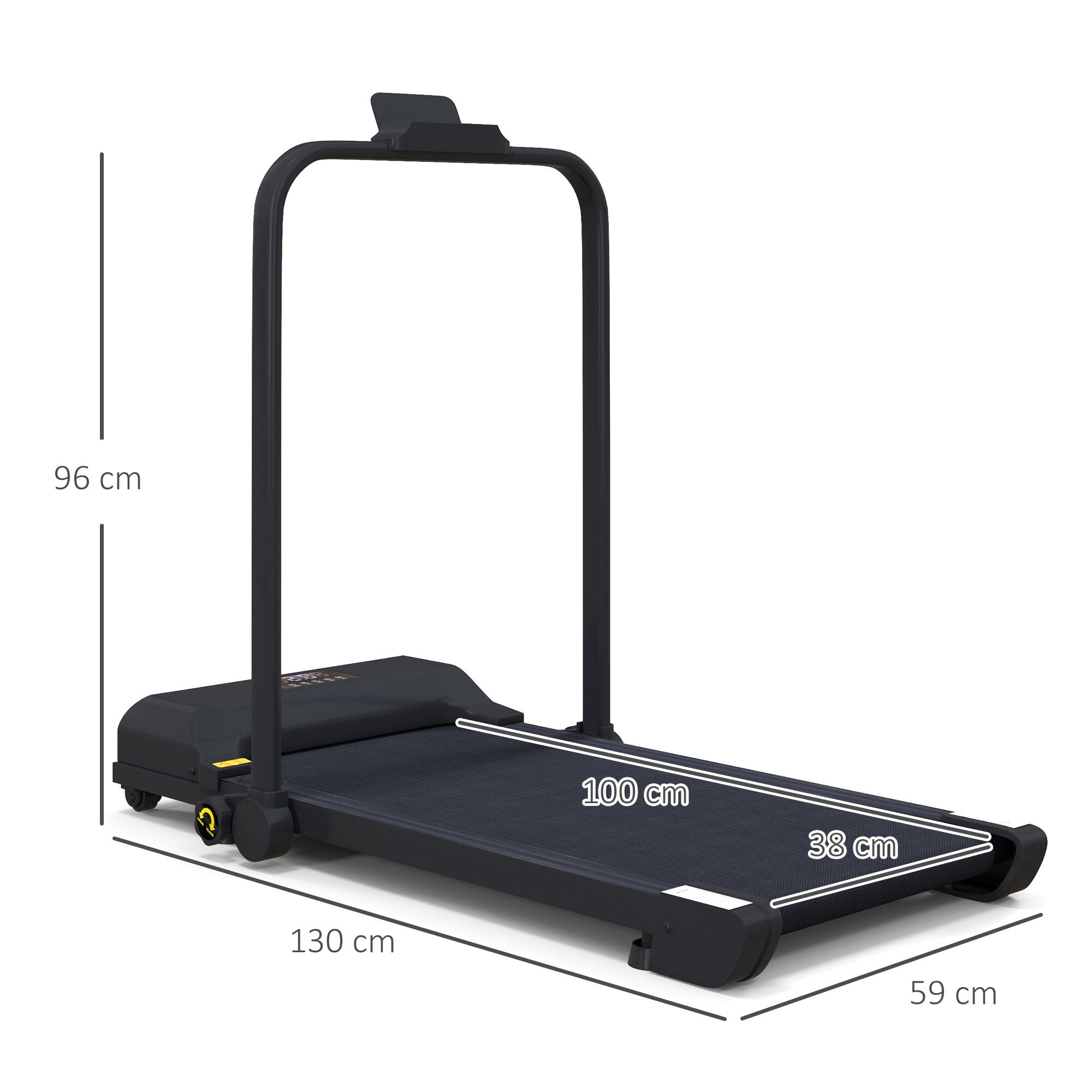 Cinta de andar HOMCOM 130x59x96 cm Negro 3/7