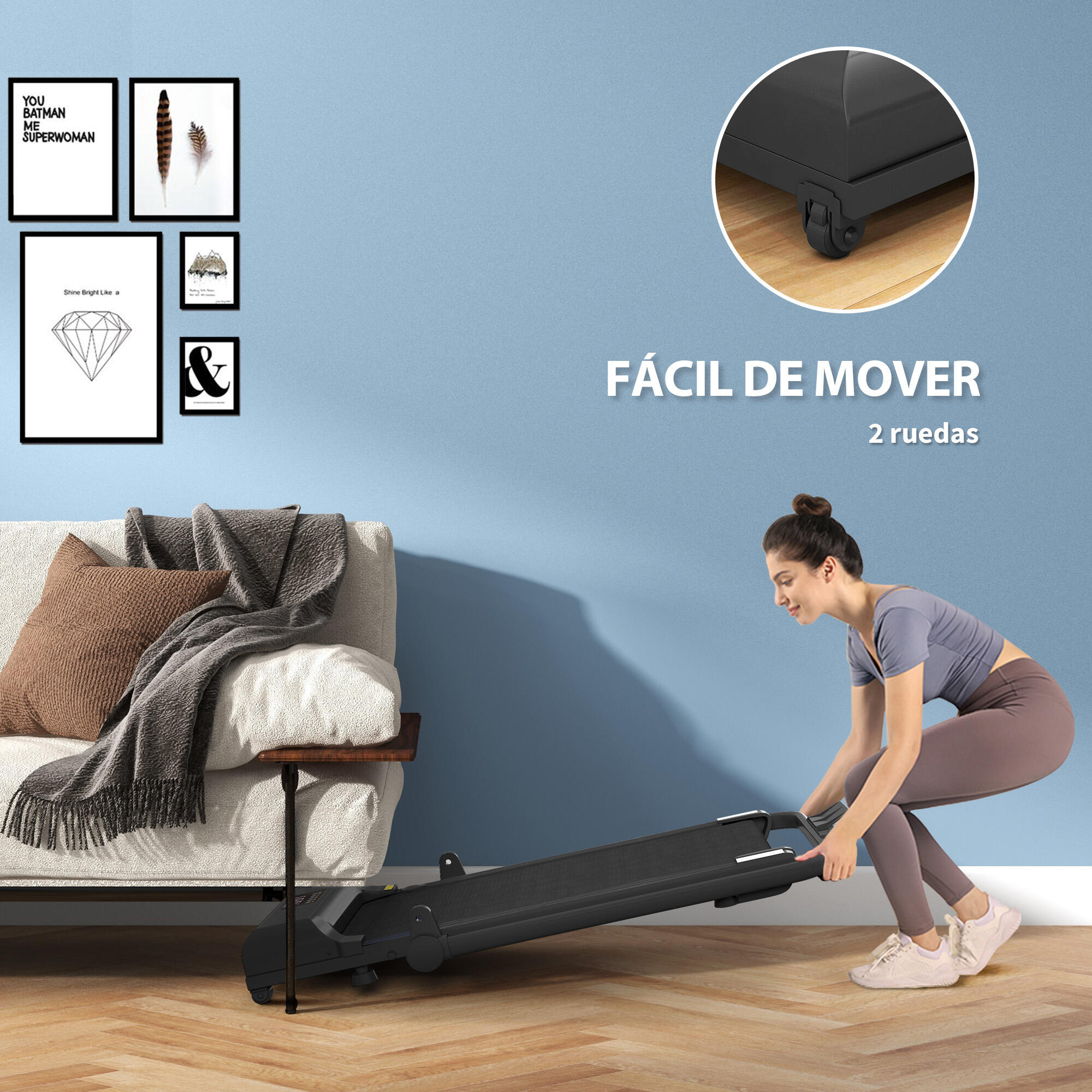 Cinta de andar HOMCOM 130x59x96 cm Negro 7/7