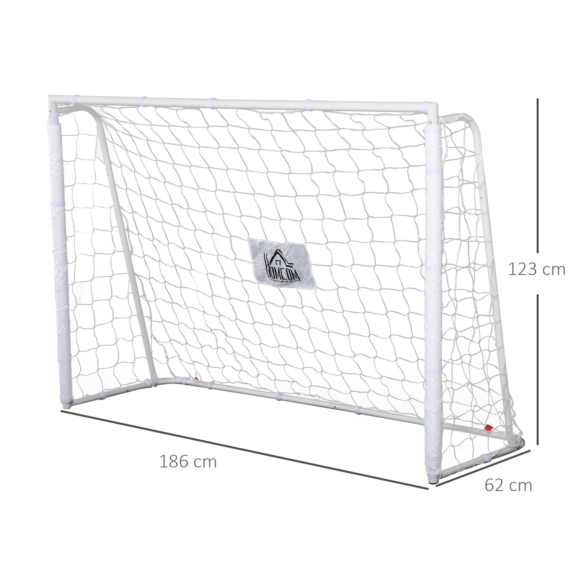 Portería de Fútbol HOMCOM 186x62x123 cm Blanco 3/7
