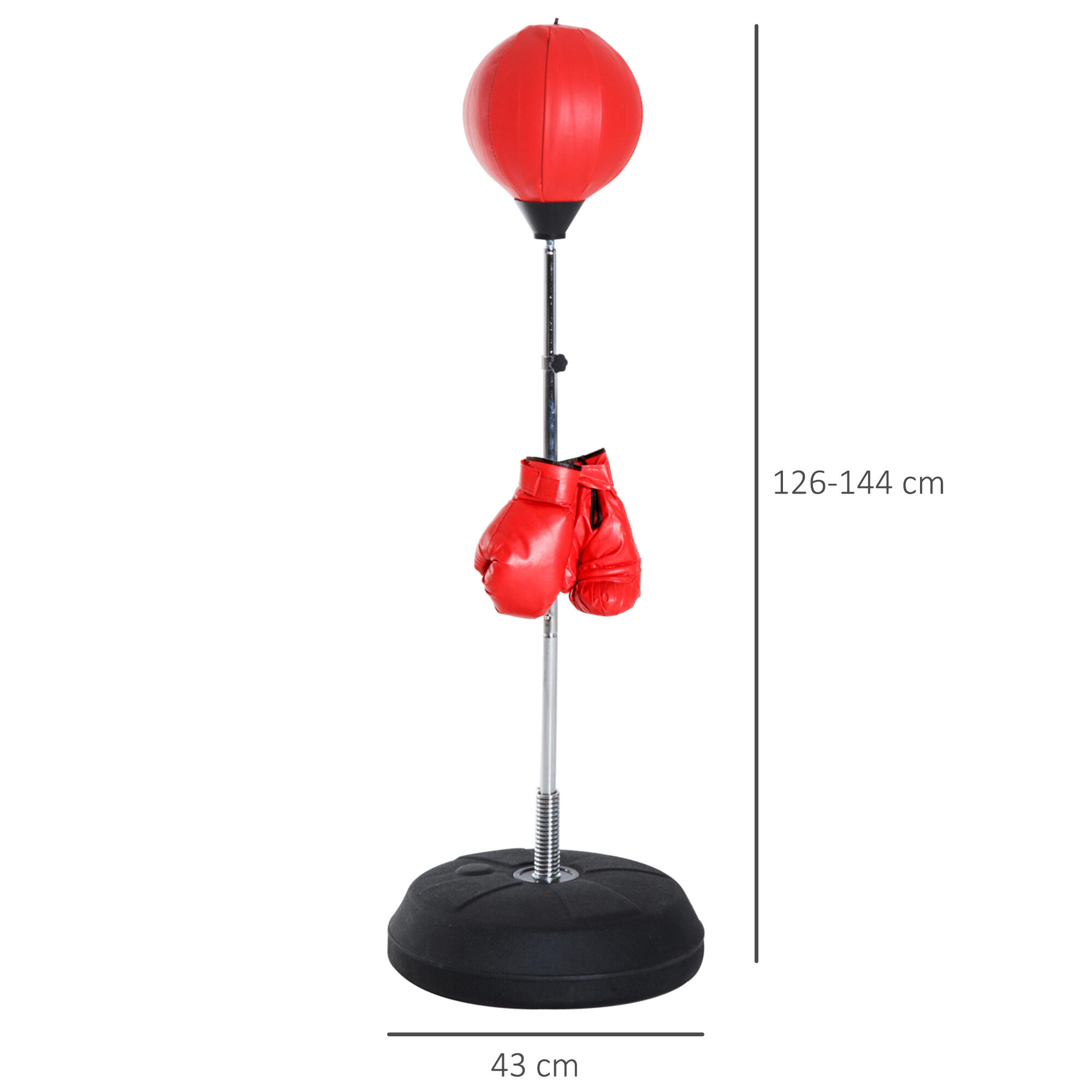 Saco de Boxeo HOMCOM 43x43x144 cm Rojo y Negro 3/7