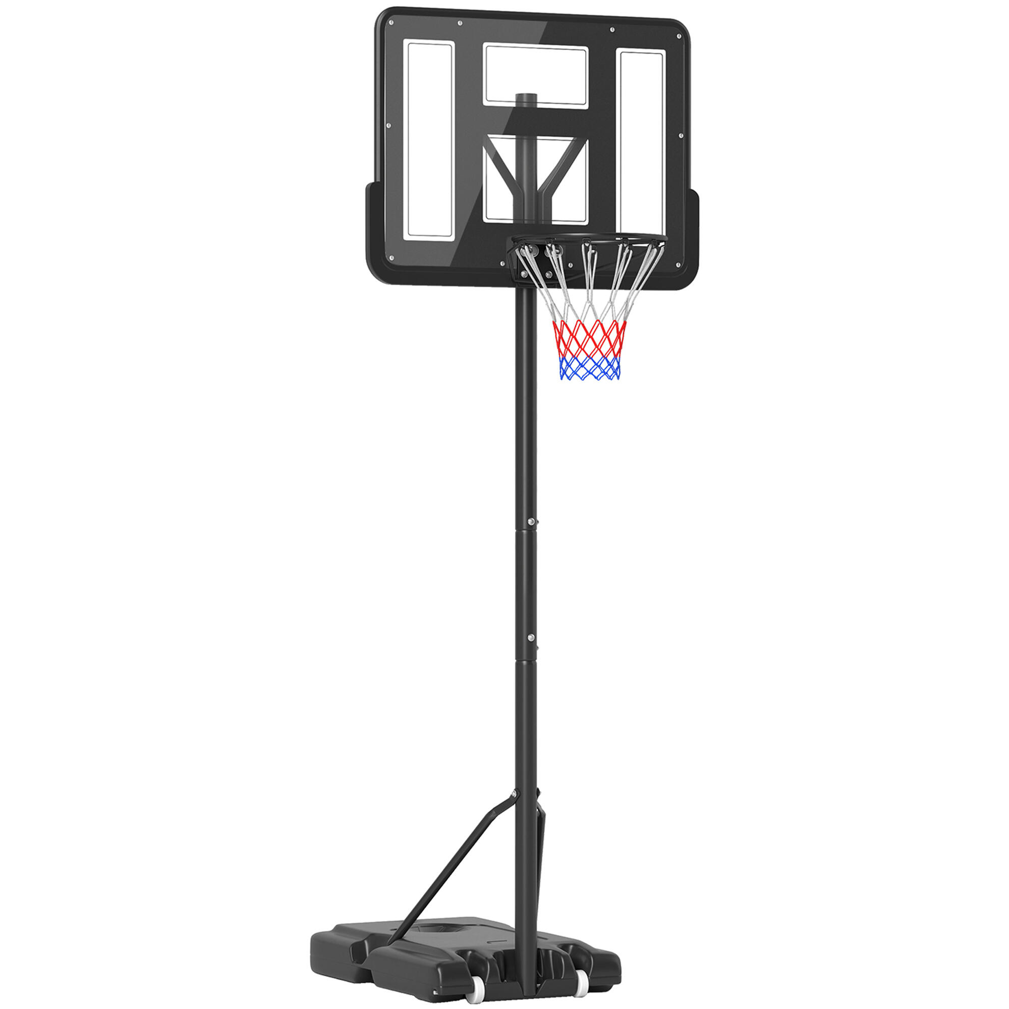 Tabela de basquetebol 110x75x220-365 cm preto homcom