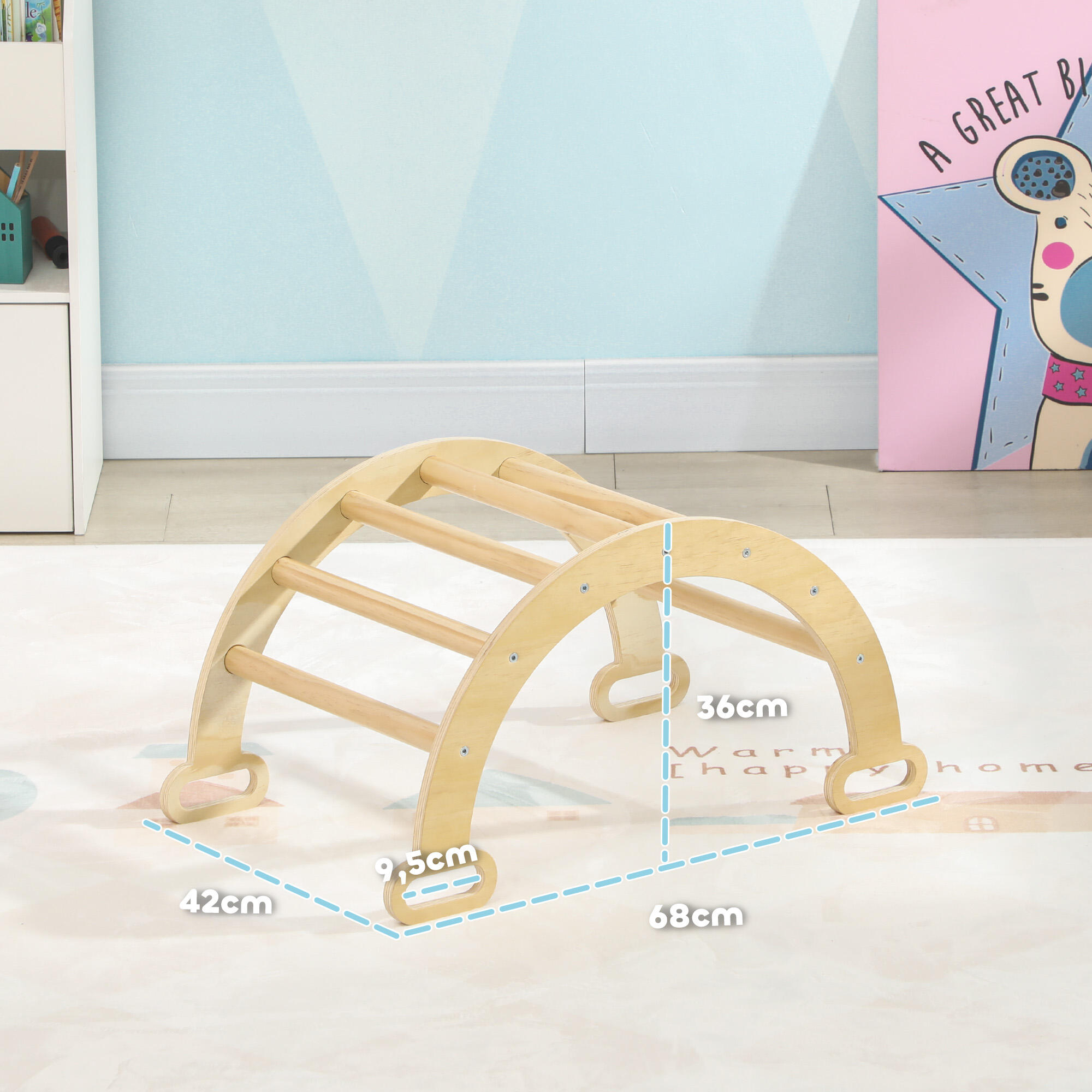 Escalador para Niños AIYAPLAY 68x42x36 cm Madera Natural 3/7