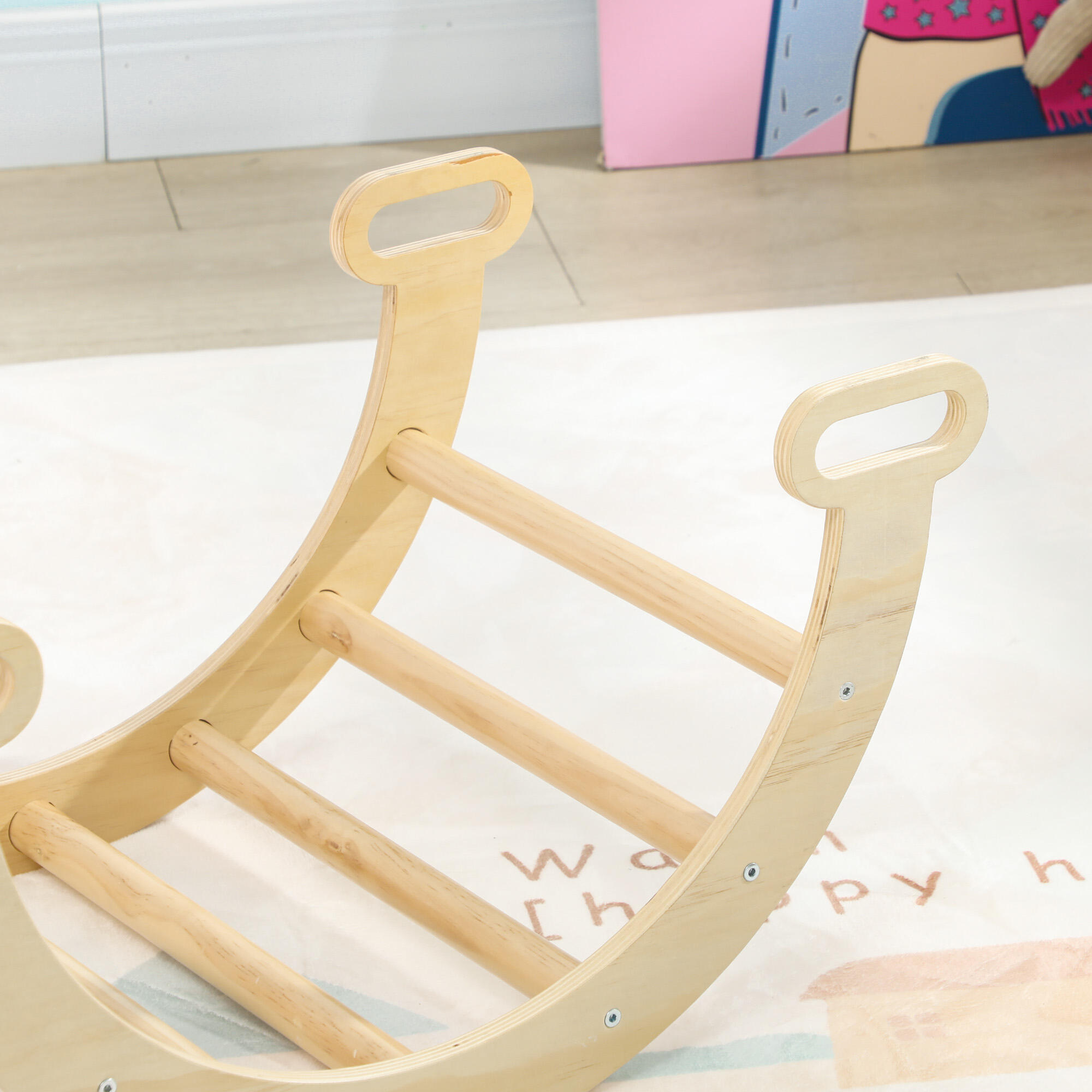 Escalador para Niños AIYAPLAY 68x42x36 cm Madera Natural 4/7