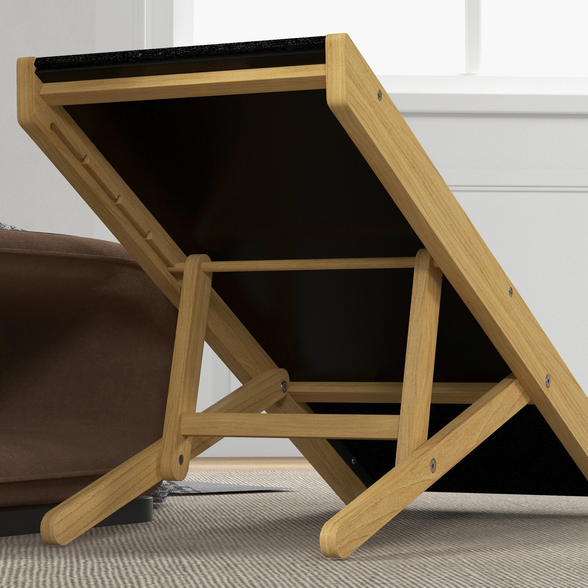 Rampa para cães 83.5x 35x 47.5cm natural e preto PawHut 4/7