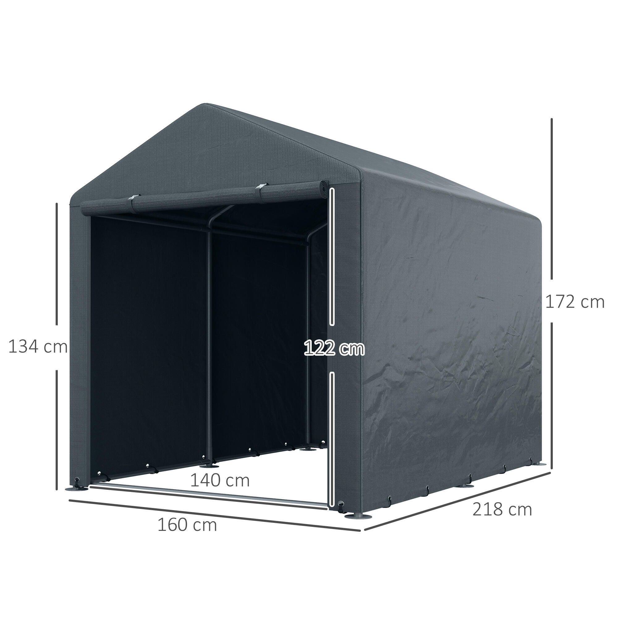 Caseta almacenamiento bicicletas  160x218x172 cm Gris Oscuro 3/8
