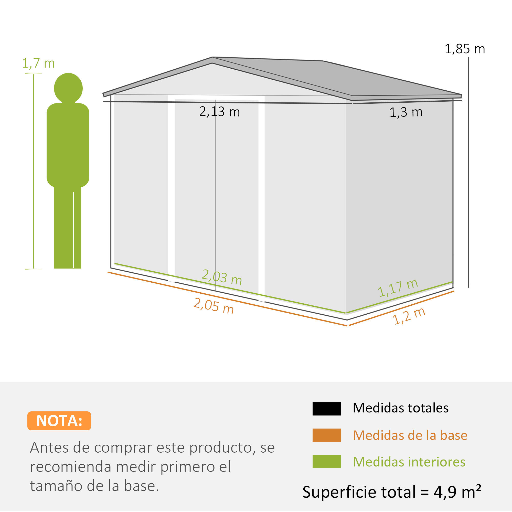 Abrigo de ferramentas 213x130x185 cm marrom Outsunny 3/7