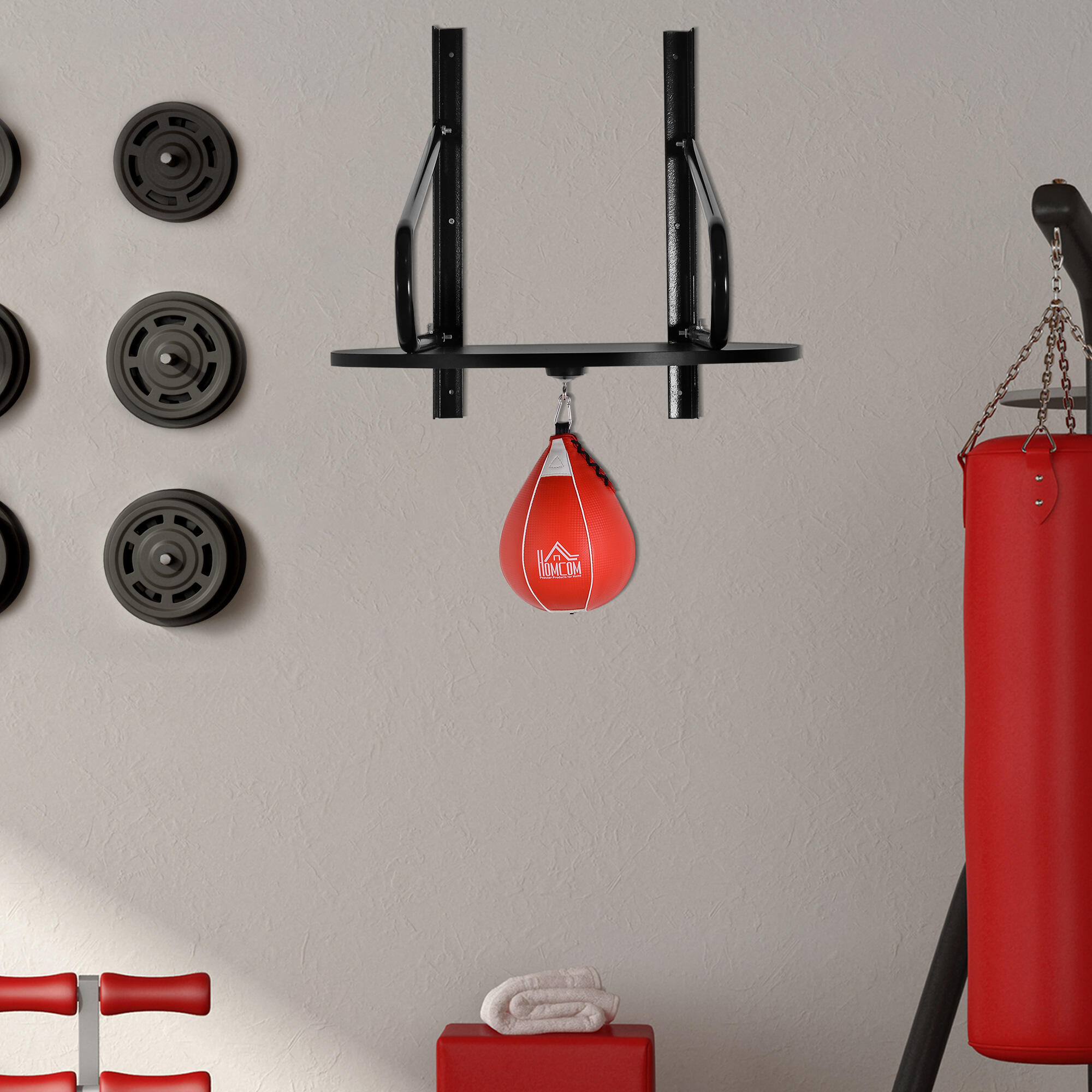 Saco de boxe com suporte 60x73x80 cm preto e vemelho HOMCOM 2/7