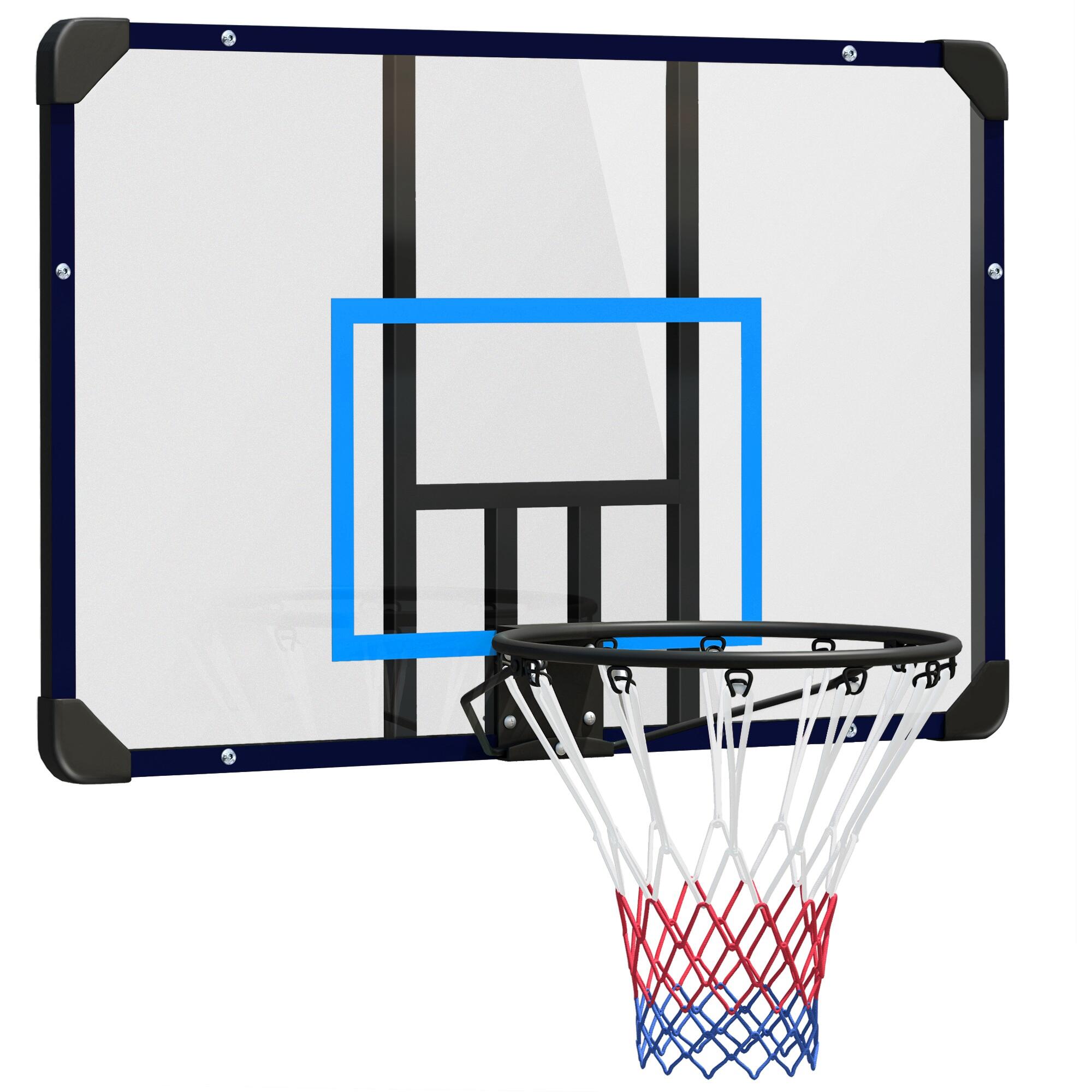 Tabela de basquetebol 113x61x73 cm preto, transparente e azul SPORTNOW