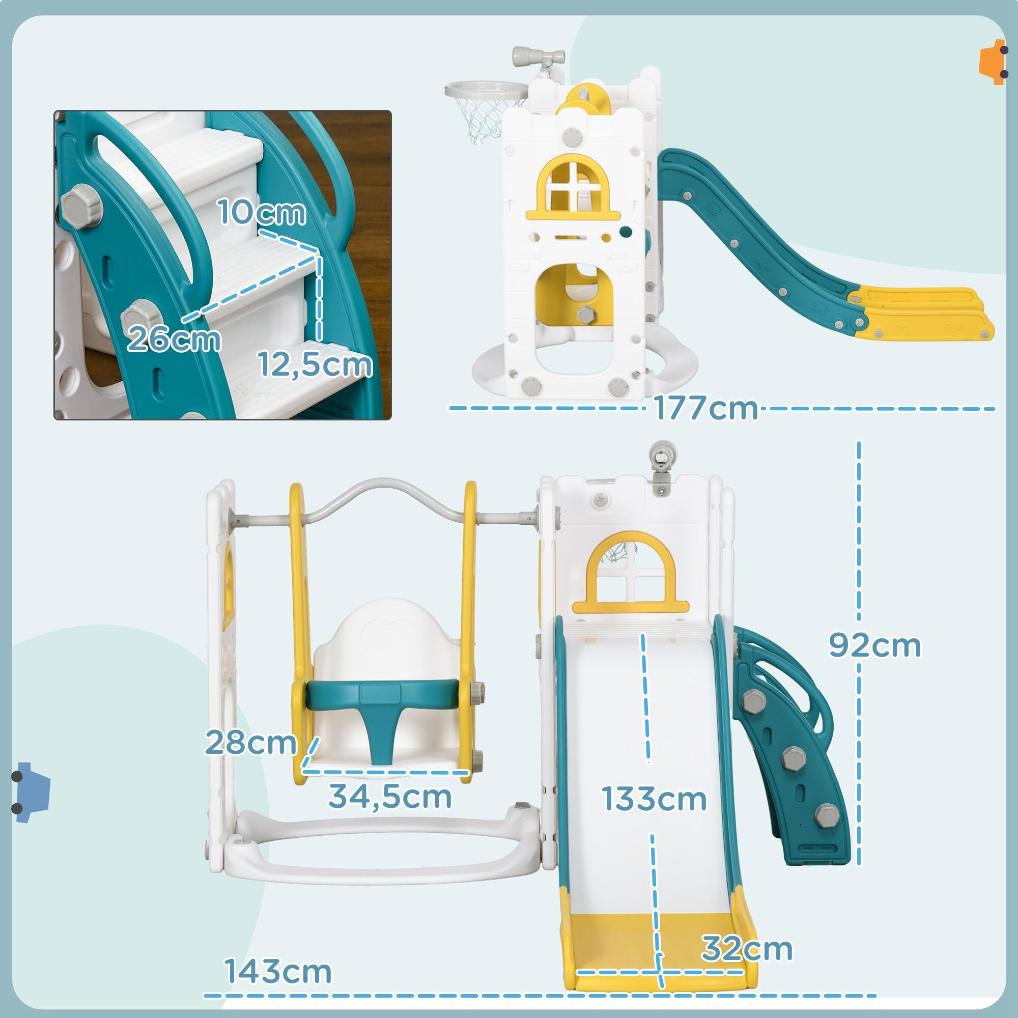Escorrega infantil 6 em 1 143x177x99 cm multicor AIYAPLAY 3/7