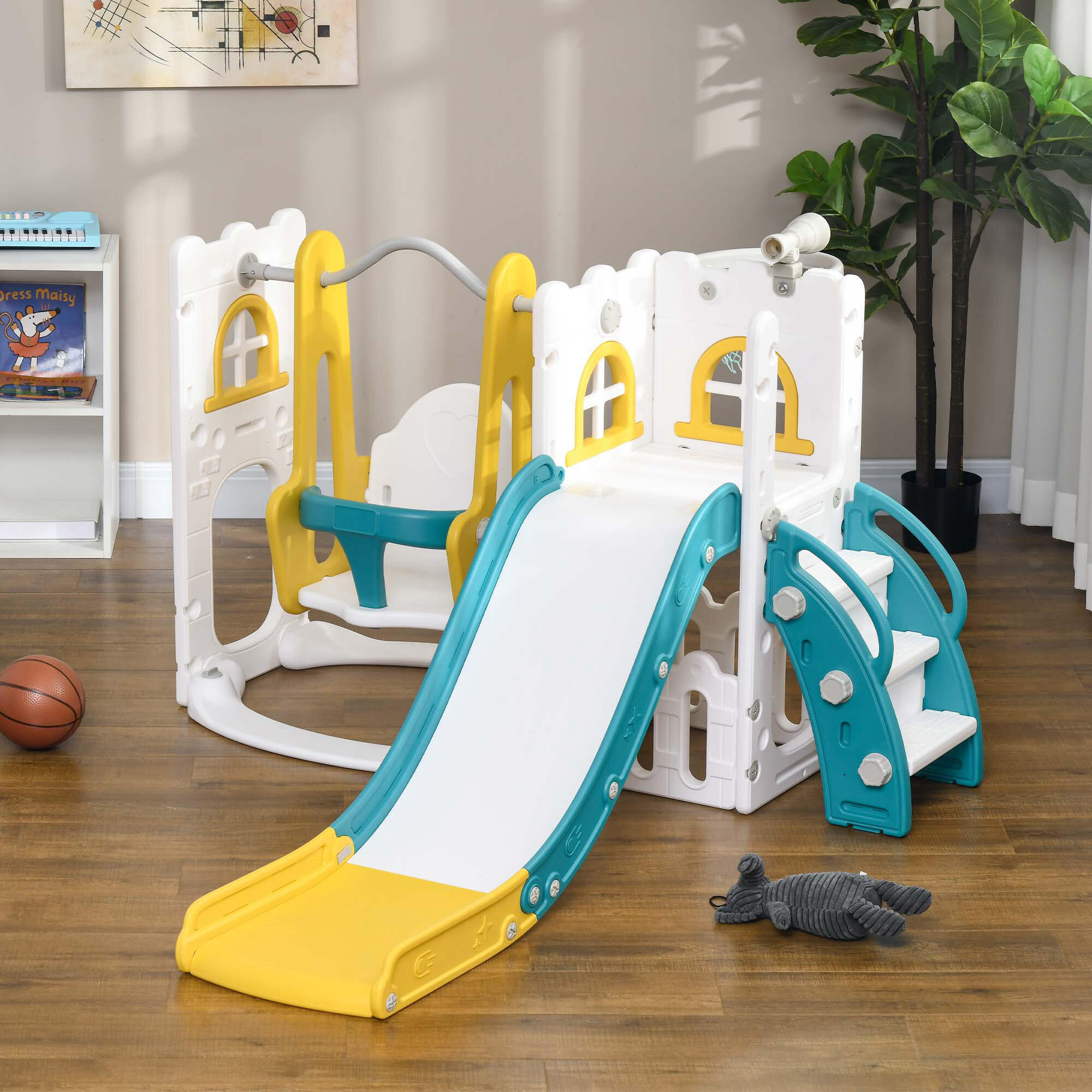 Escorrega infantil 6 em 1 143x177x99 cm multicor AIYAPLAY 2/7