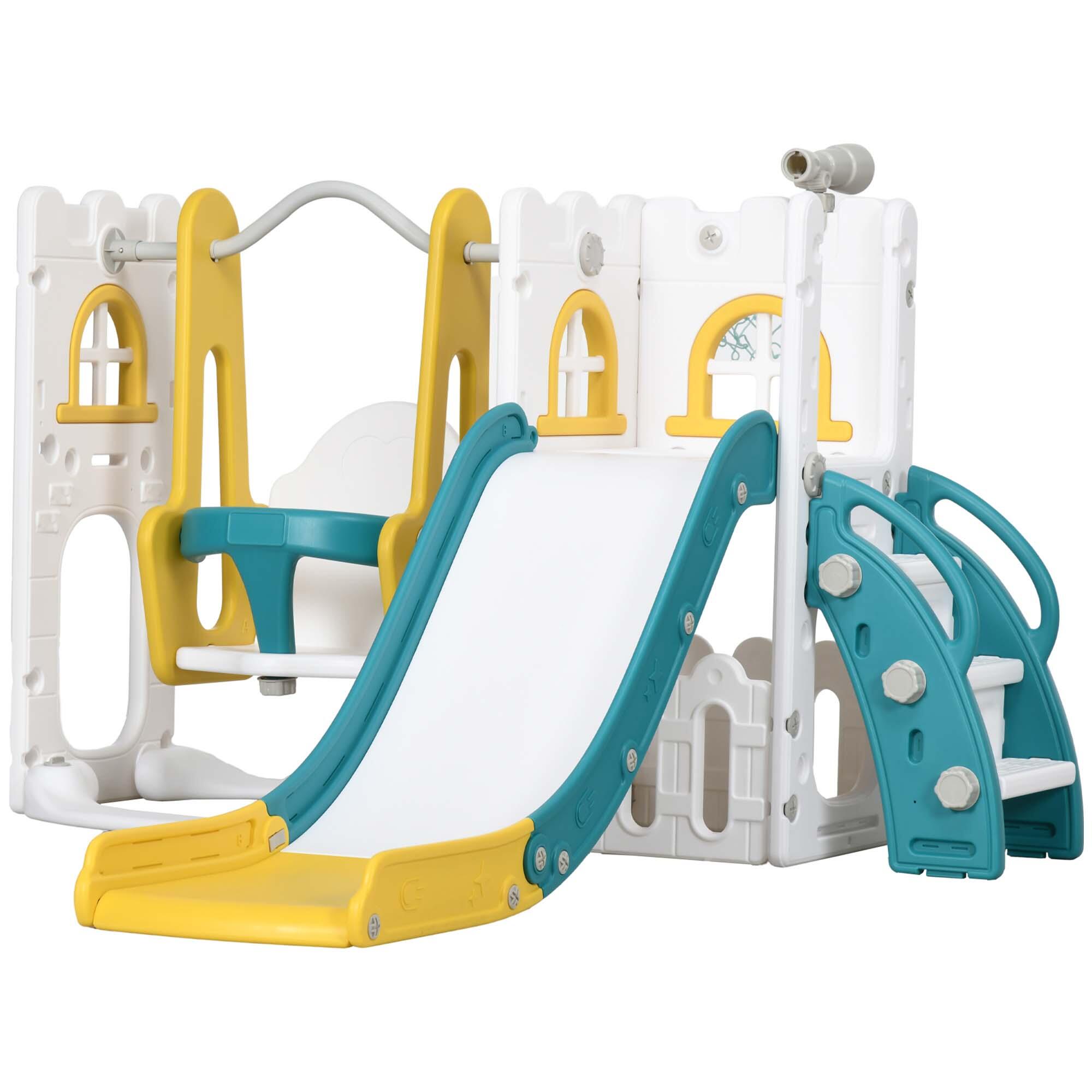 Escorrega infantil 6 em 1 143x177x99 cm multicor aiyaplay