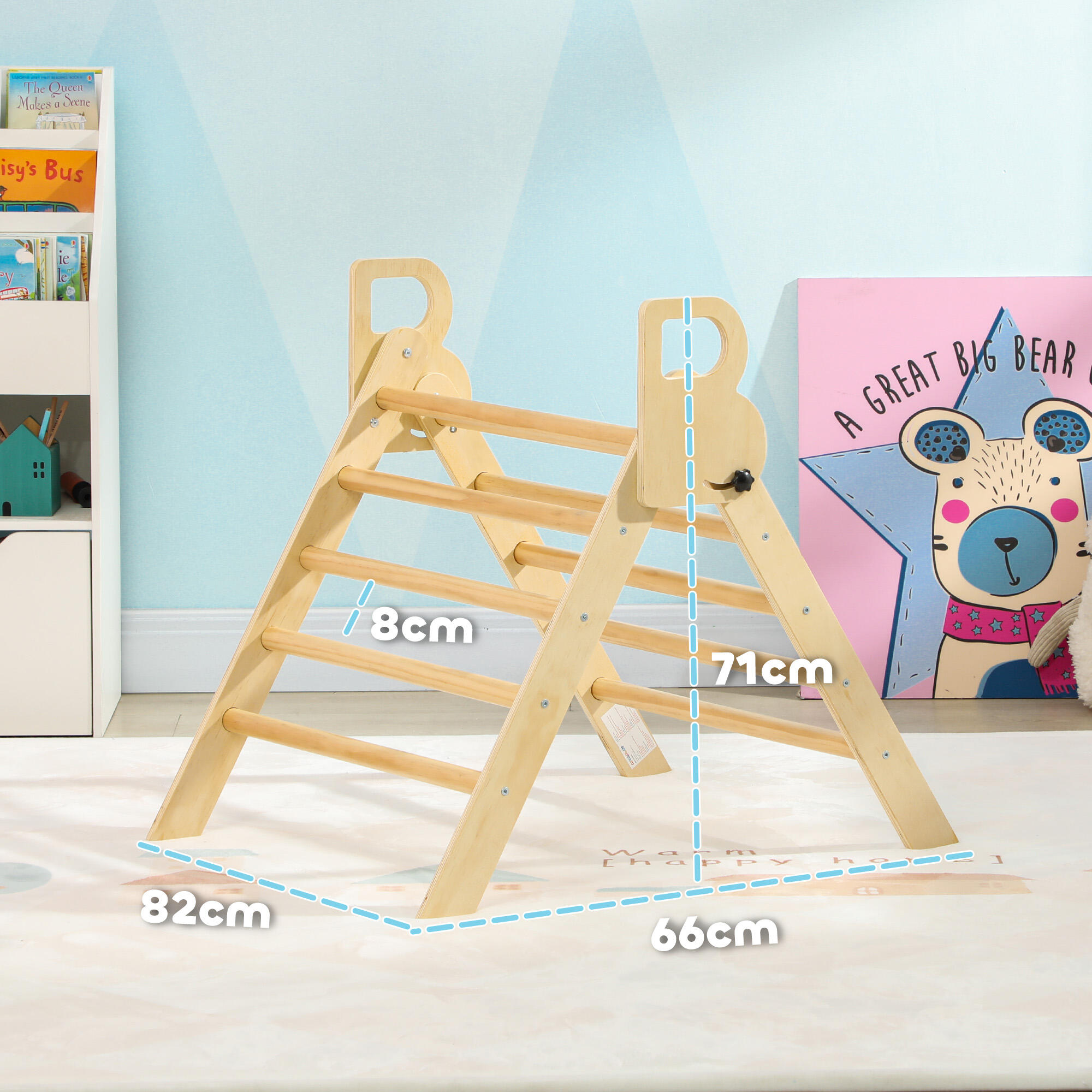 Escalador para Niños AIYAPLAY 82x66x71 cm Madera Natural 3/7