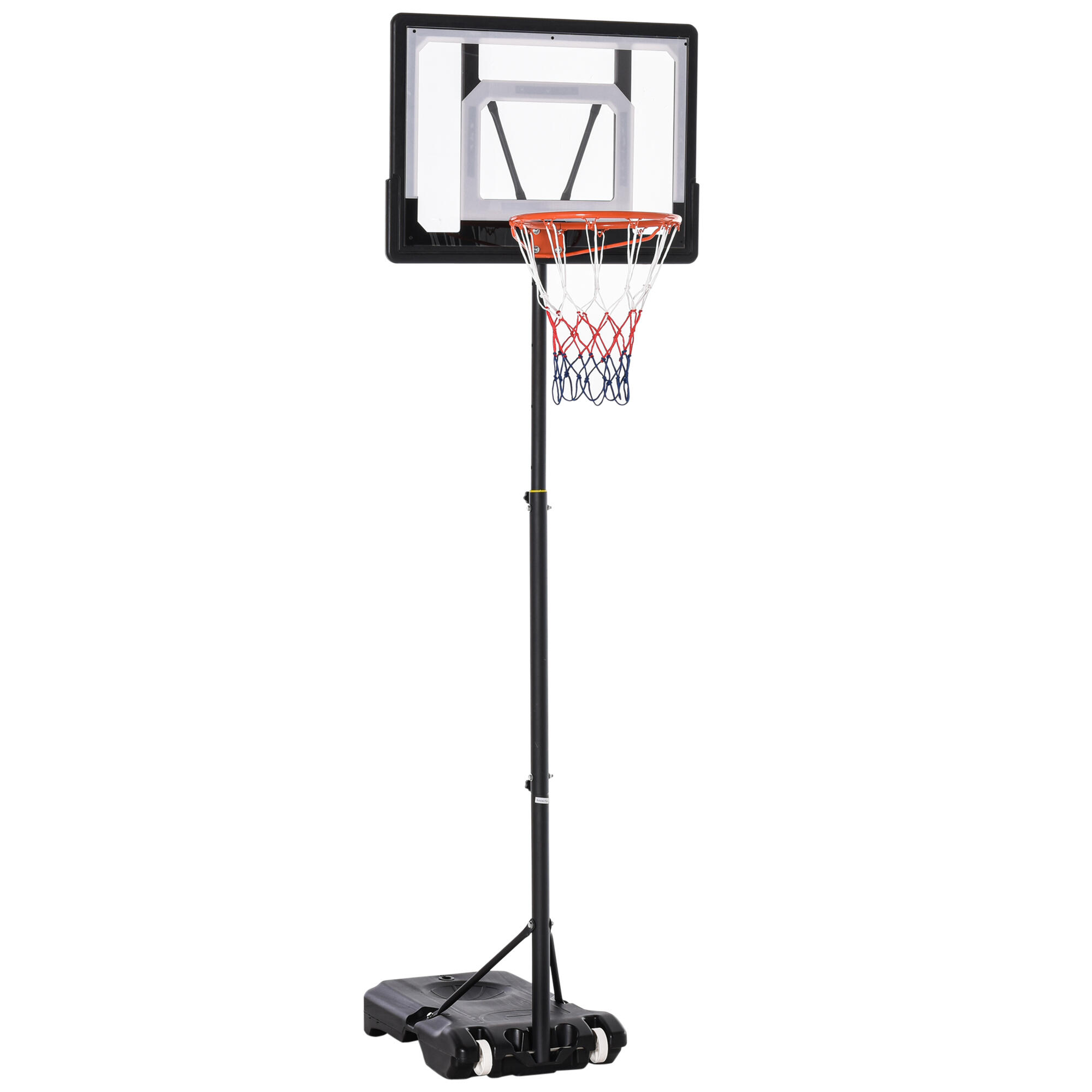HOMCOM Tabela de basquetebol 83x55x206-260 cm preto HOMCOM