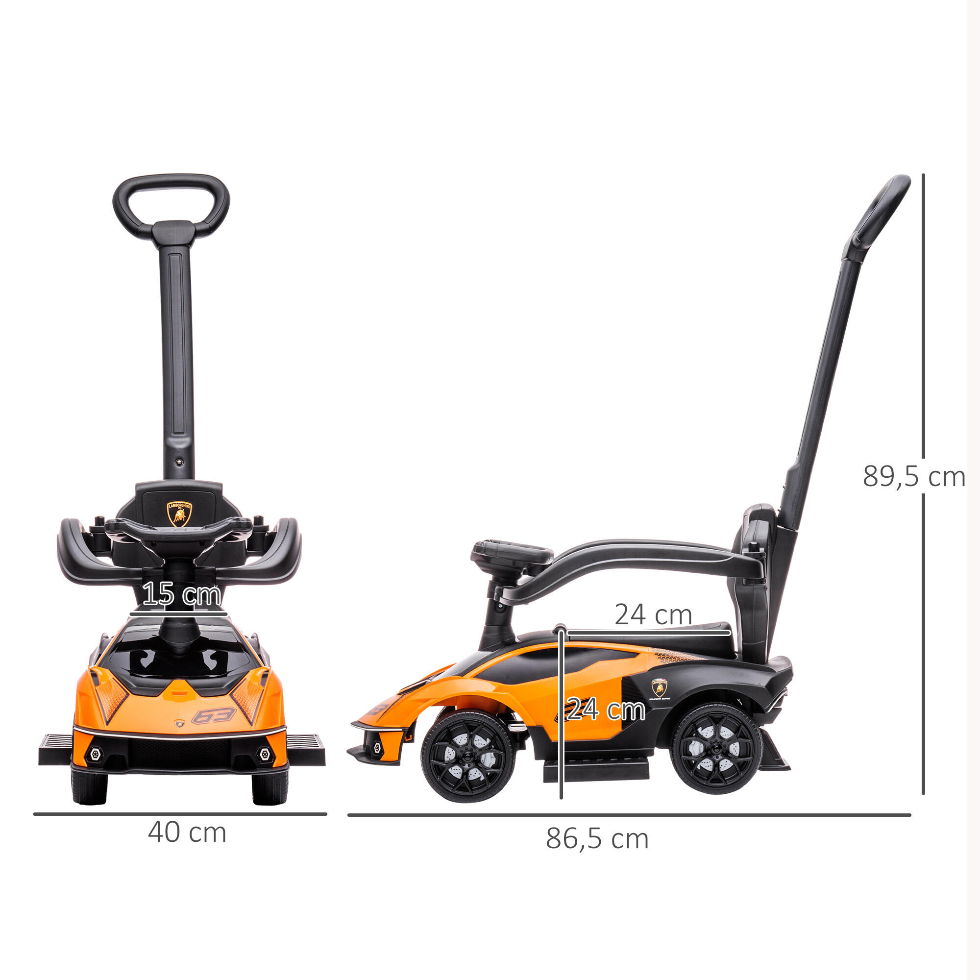Carro andador para bebés 2 em 1 laranja 3/7