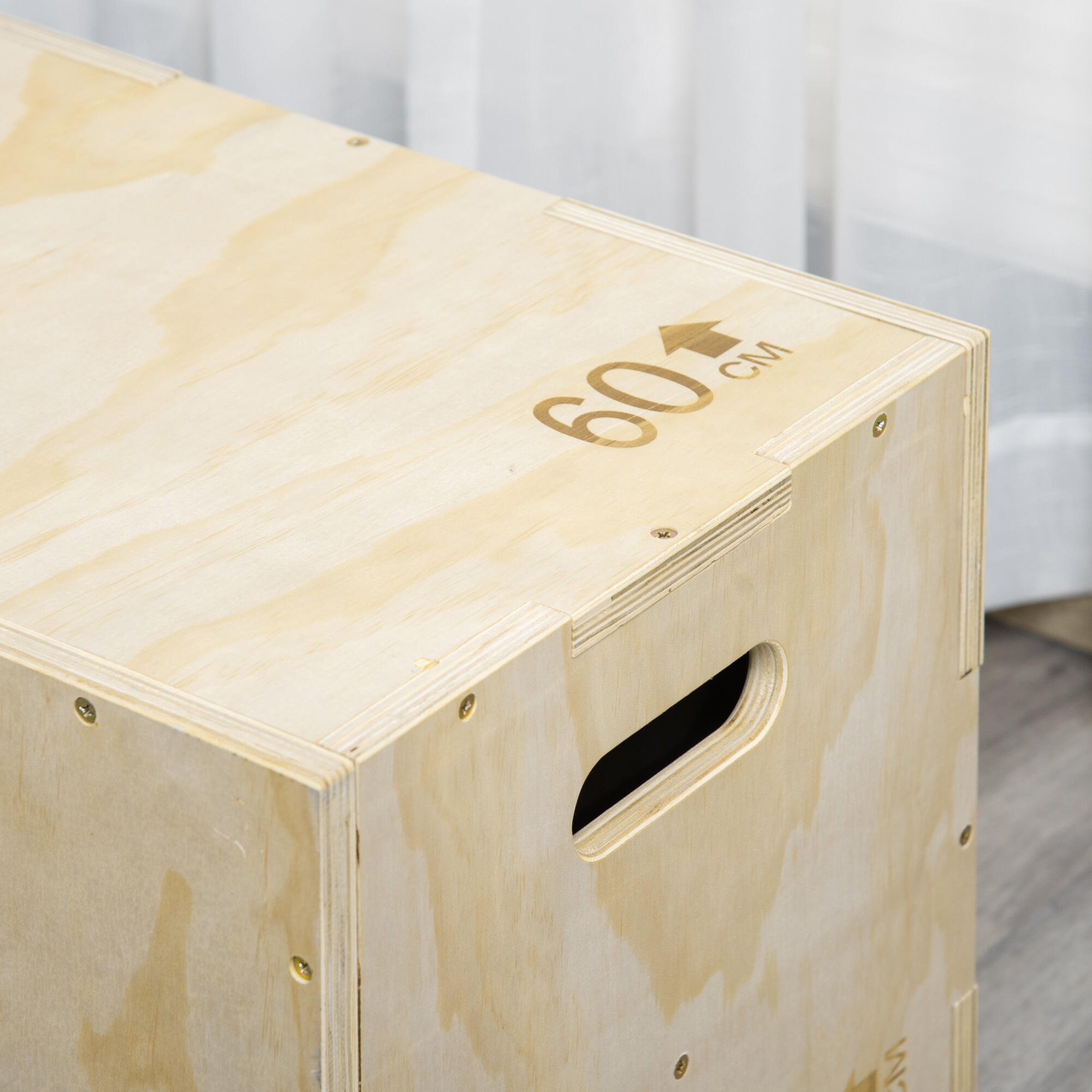Cajón Pliométrico HOMCOM 45x40x60 cm Madera Natural 4/7