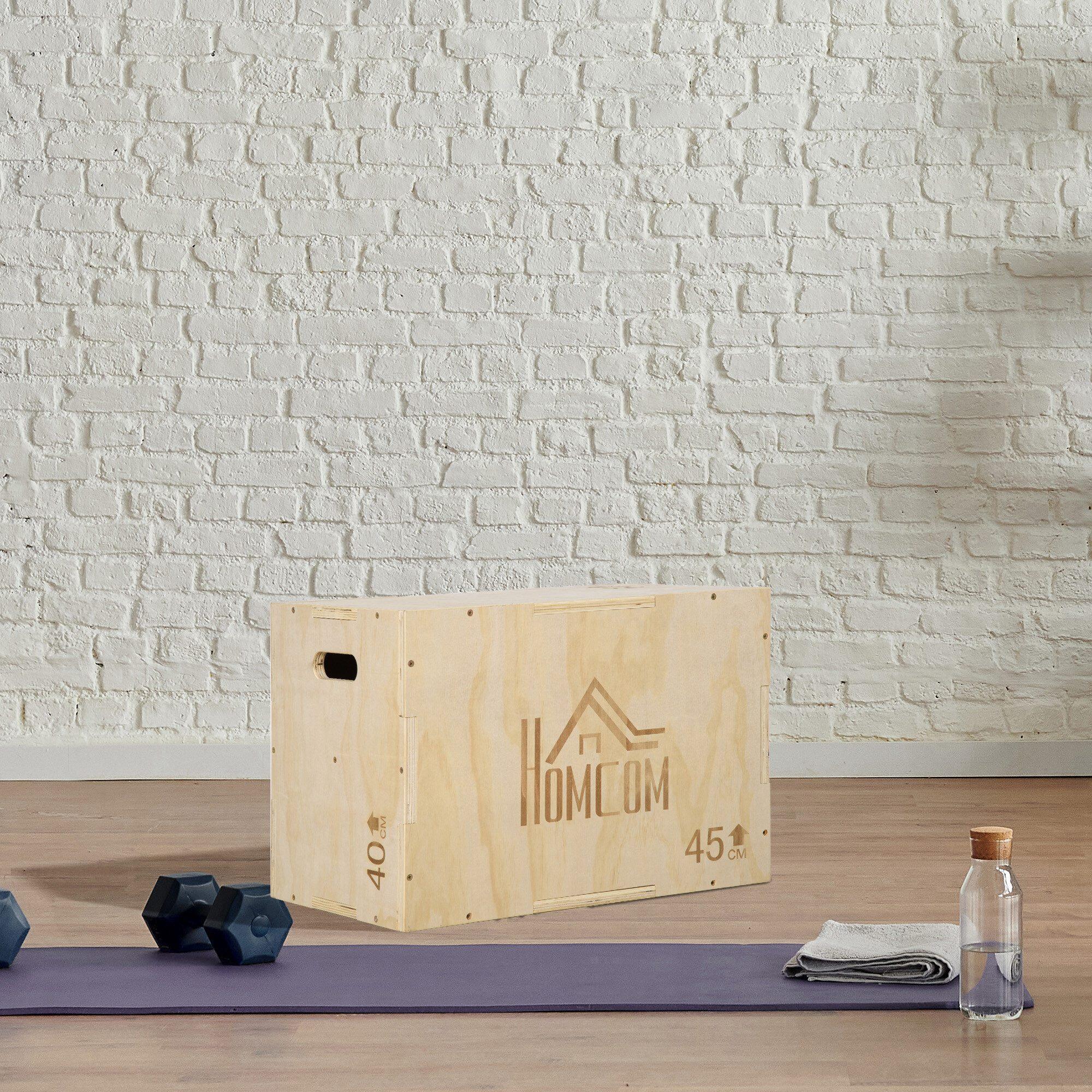 Cajón Pliométrico HOMCOM 45x40x60 cm Madera Natural 2/7