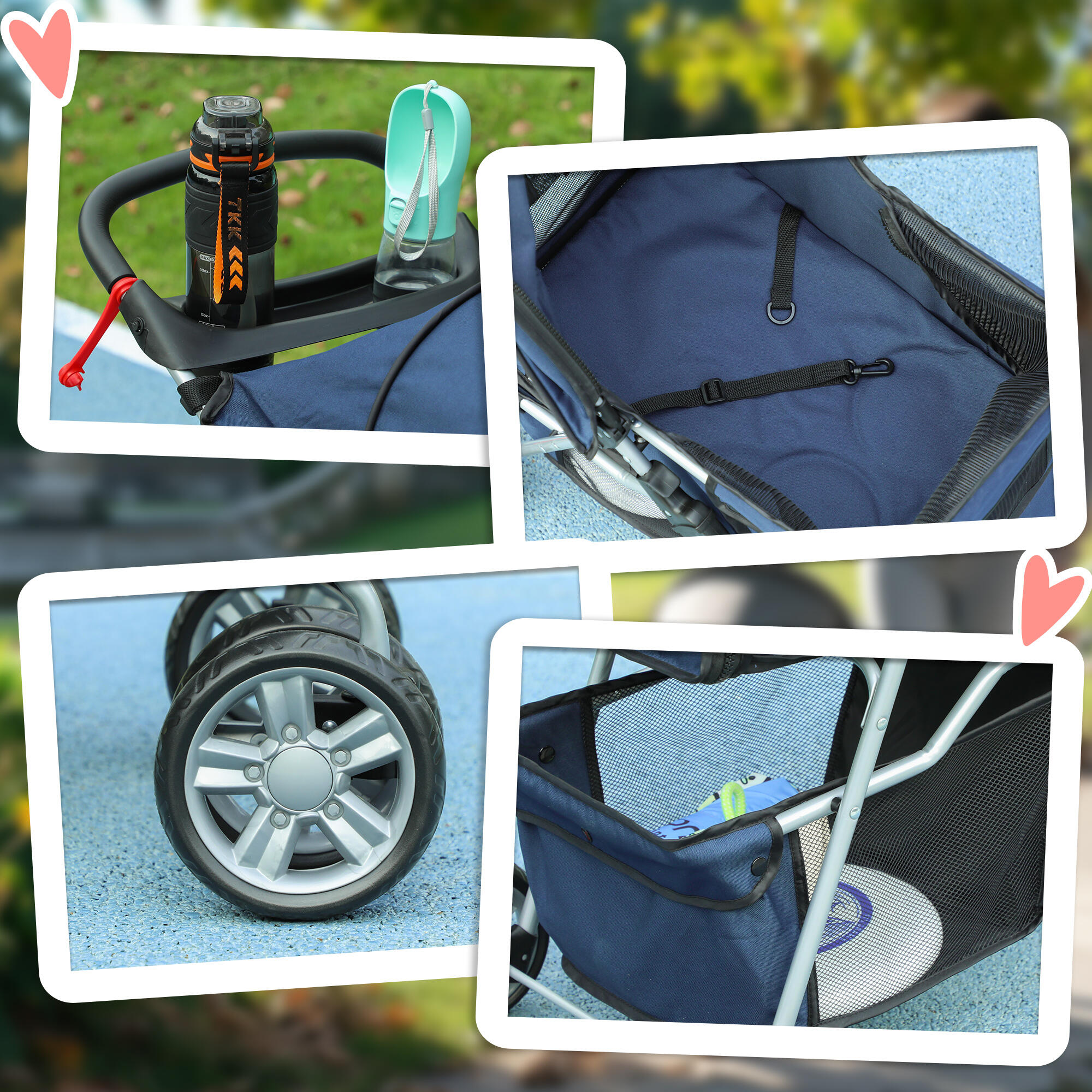 Cochecito para Perros PawHut 75x45x97 cm Azul 4/7
