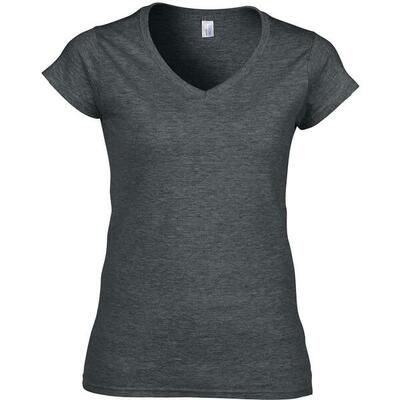 Dames zachte stijl korte mouw vhals tshirt (sportgrijs (rs))