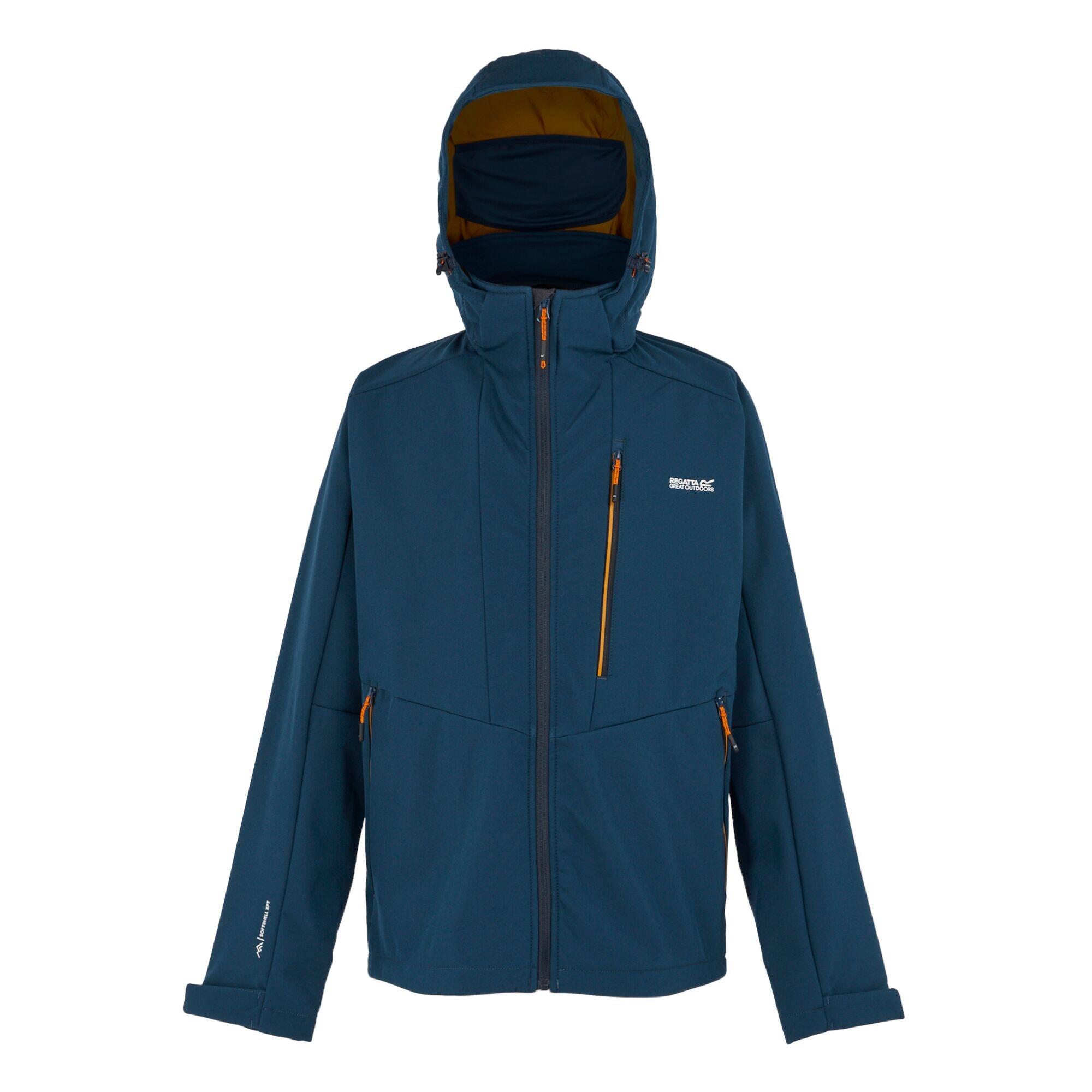 REGATTA Mens Hewitts X Colour Block Soft Shell Jacket (Moonlight Denim/Fox)