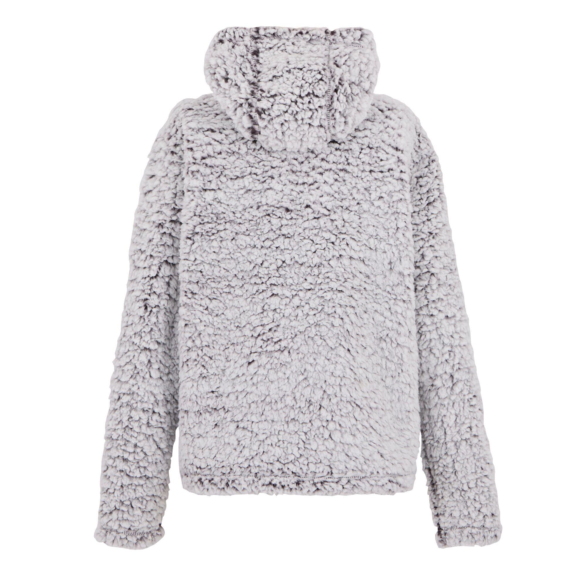 Womens/Ladies Zelpha Fluffy Hooded Fleece Jacket (Deep Plum) 2/5