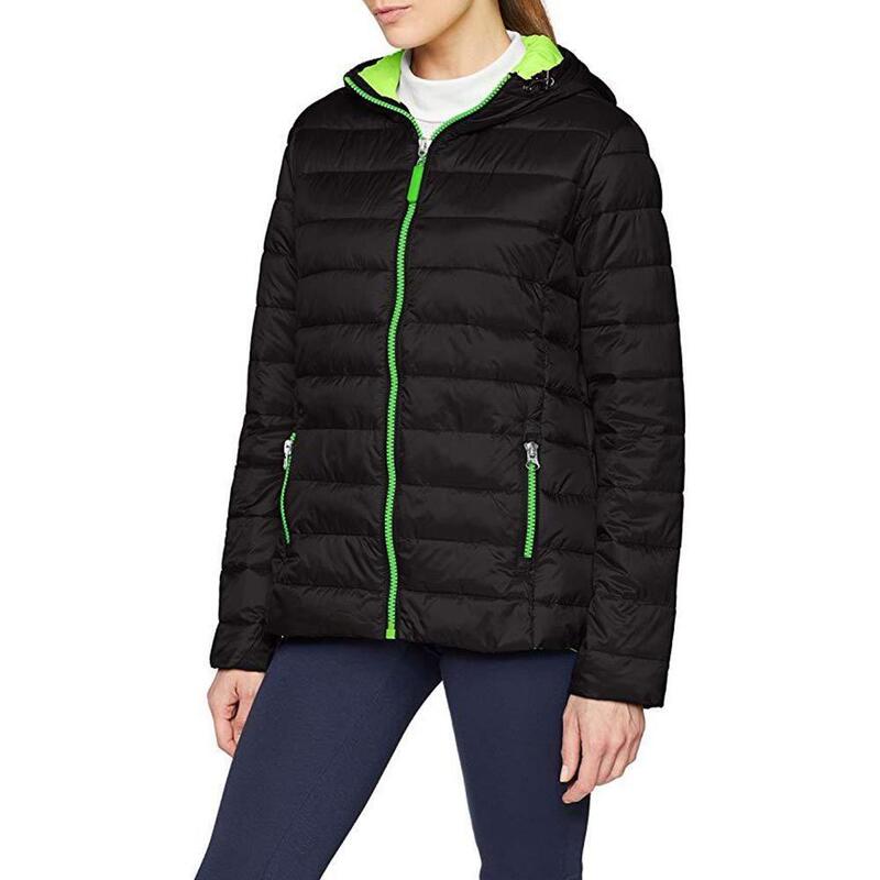 Urban Snowbird Veste Rembourrée À Capuche Femme (Noir/Vert Citron)