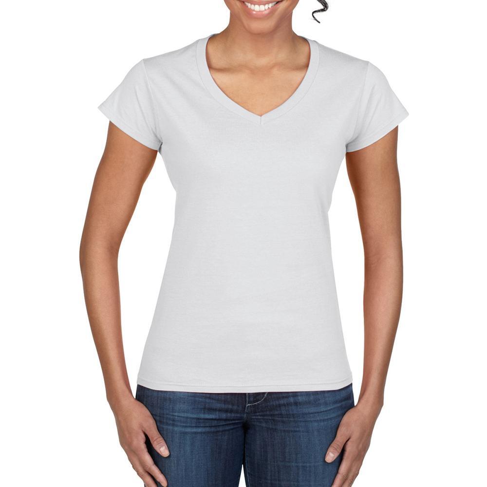 Tshirt À Manches Courtes Et Col En V Femme (Blanc) 4/4