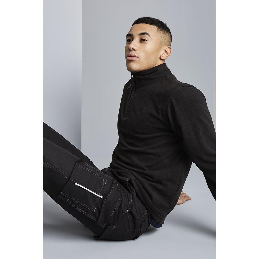 Heren Micro Zip Neck Fleece Top (170 GSM) (Zwart) 4/5