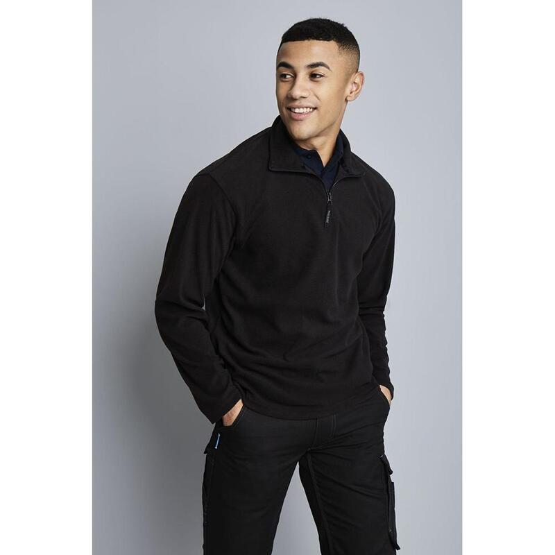 Heren Micro Zip Neck Fleece Top (170 GSM) (Zwart)