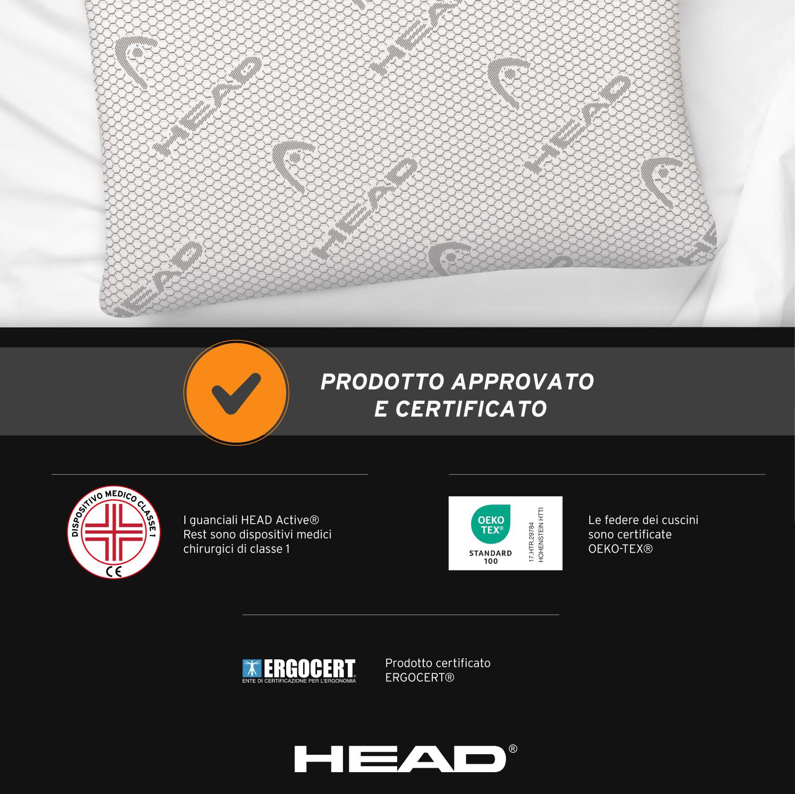 Guanciale in memory foam, Lastra forata. Fodera in tessuto con filato Graphene® 6/6