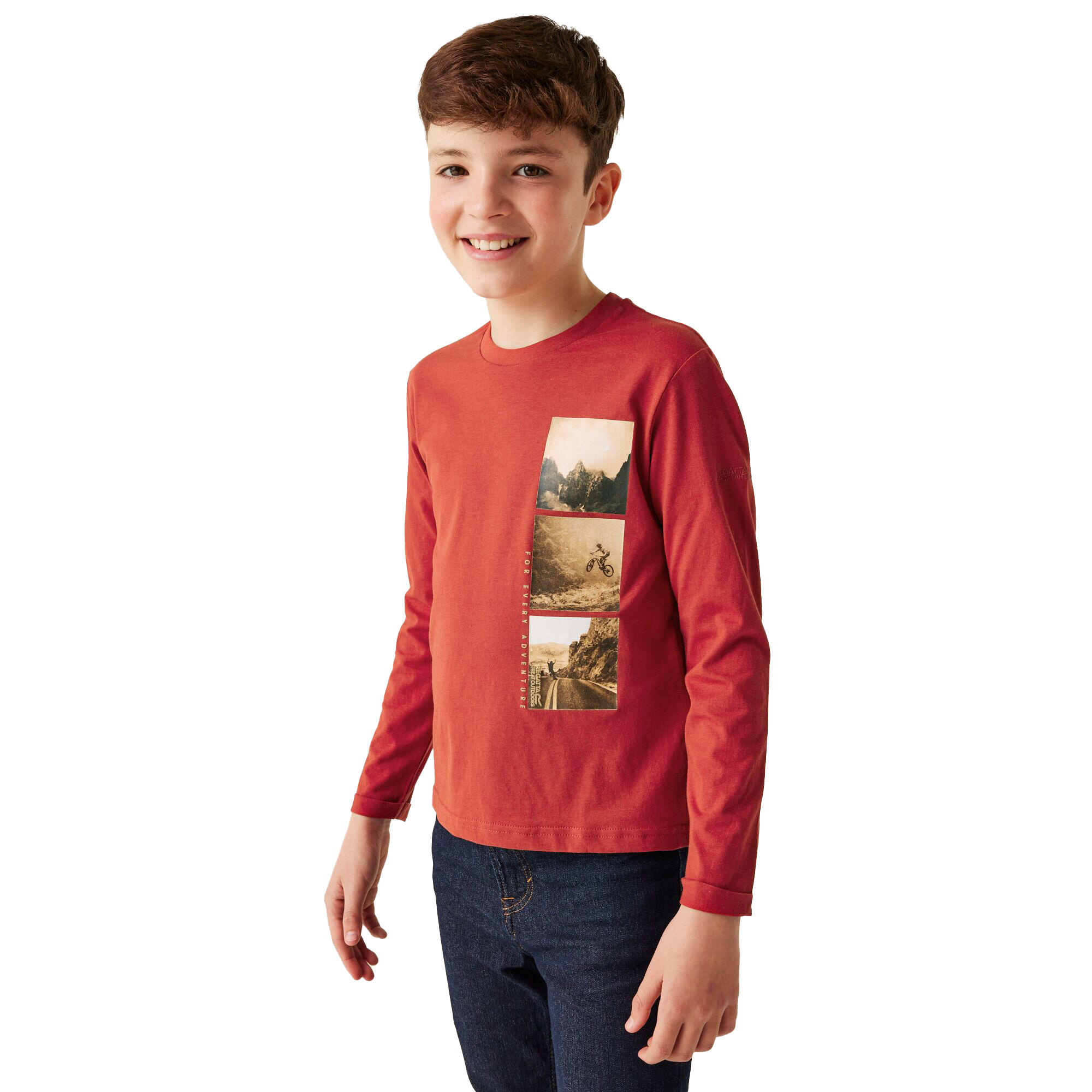 Tshirt Manches Longues Motif/style Photo Divisée WENBIE Enfant (Ocre Rouge) 3/5