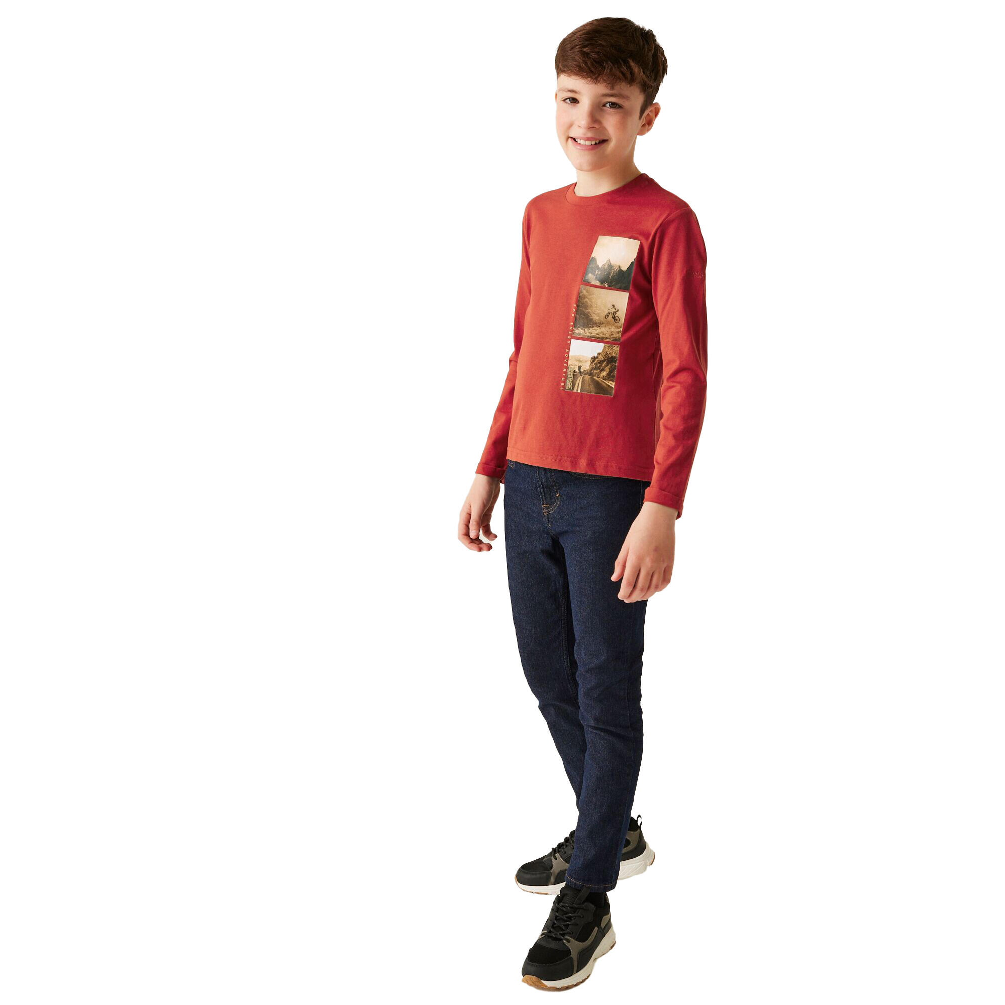 Tshirt Manches Longues Motif/style Photo Divisée WENBIE Enfant (Ocre Rouge) 4/5