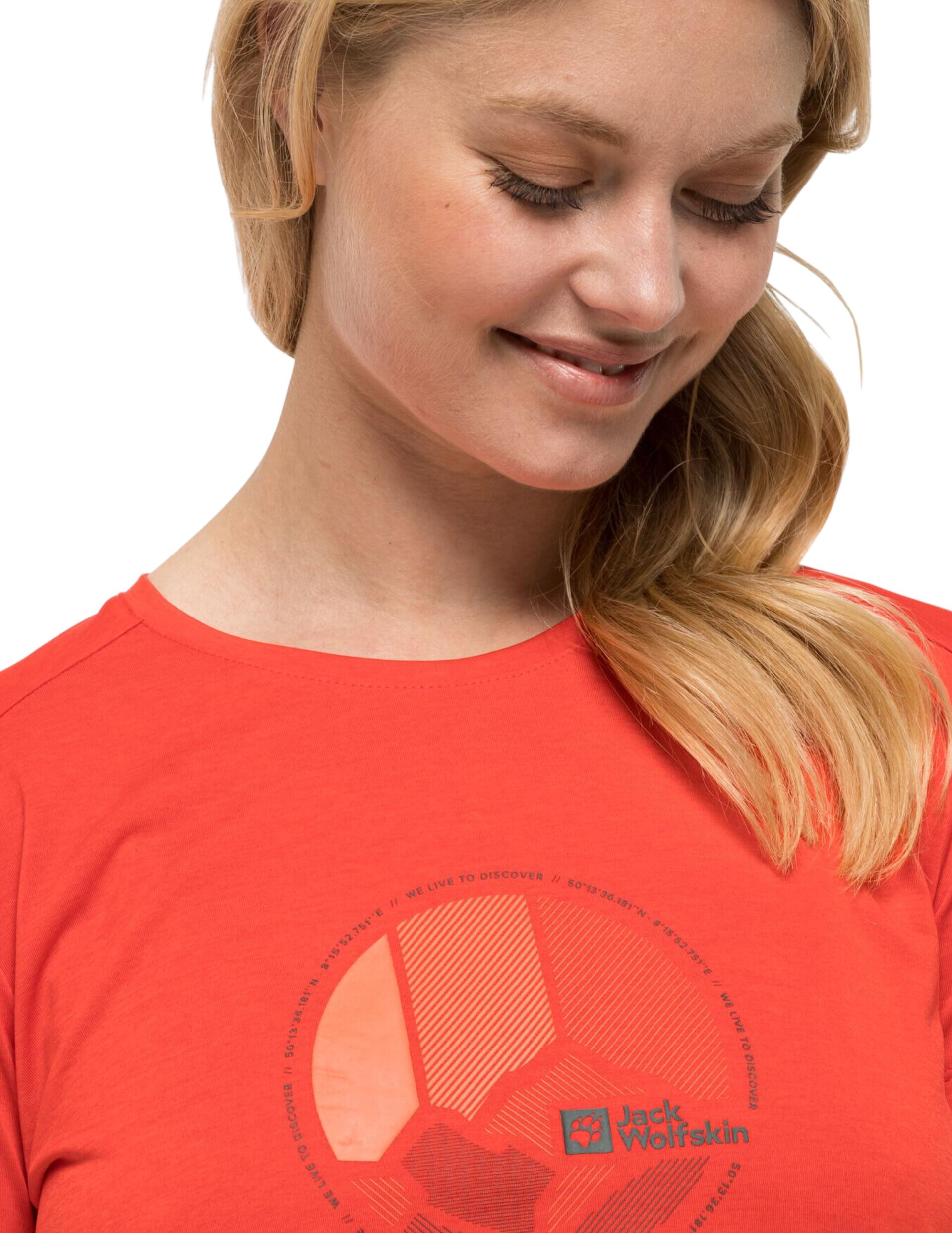 T-shirt randonnée Jack Wolfskin Crosstrail Graphic femme rouge XS 4/4