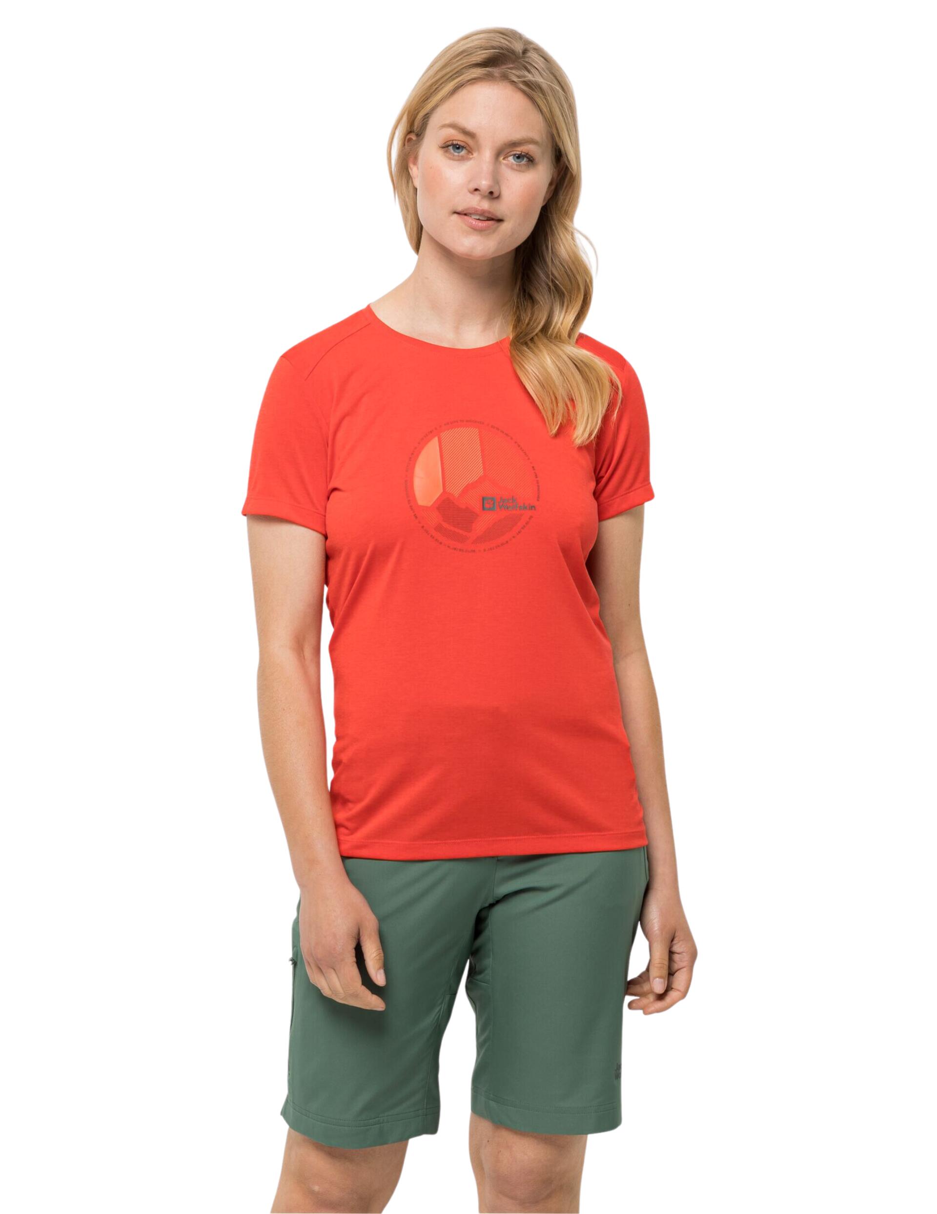 T-shirt randonnée Jack Wolfskin Crosstrail Graphic femme rouge XS 2/4