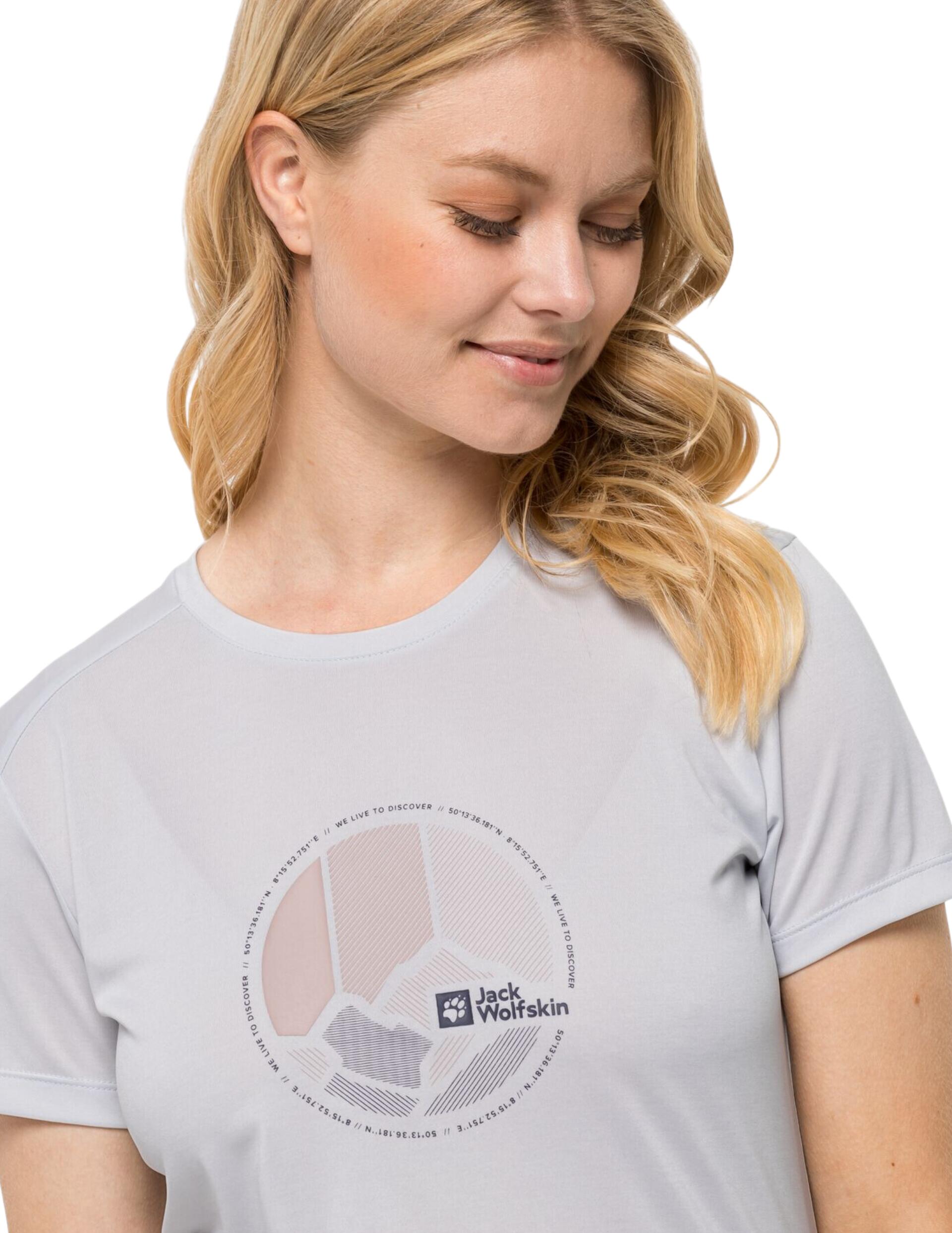 T-shirt randonnée JACK WOLFSKIN Crosstrail Graphic blanc taille 42 4/4