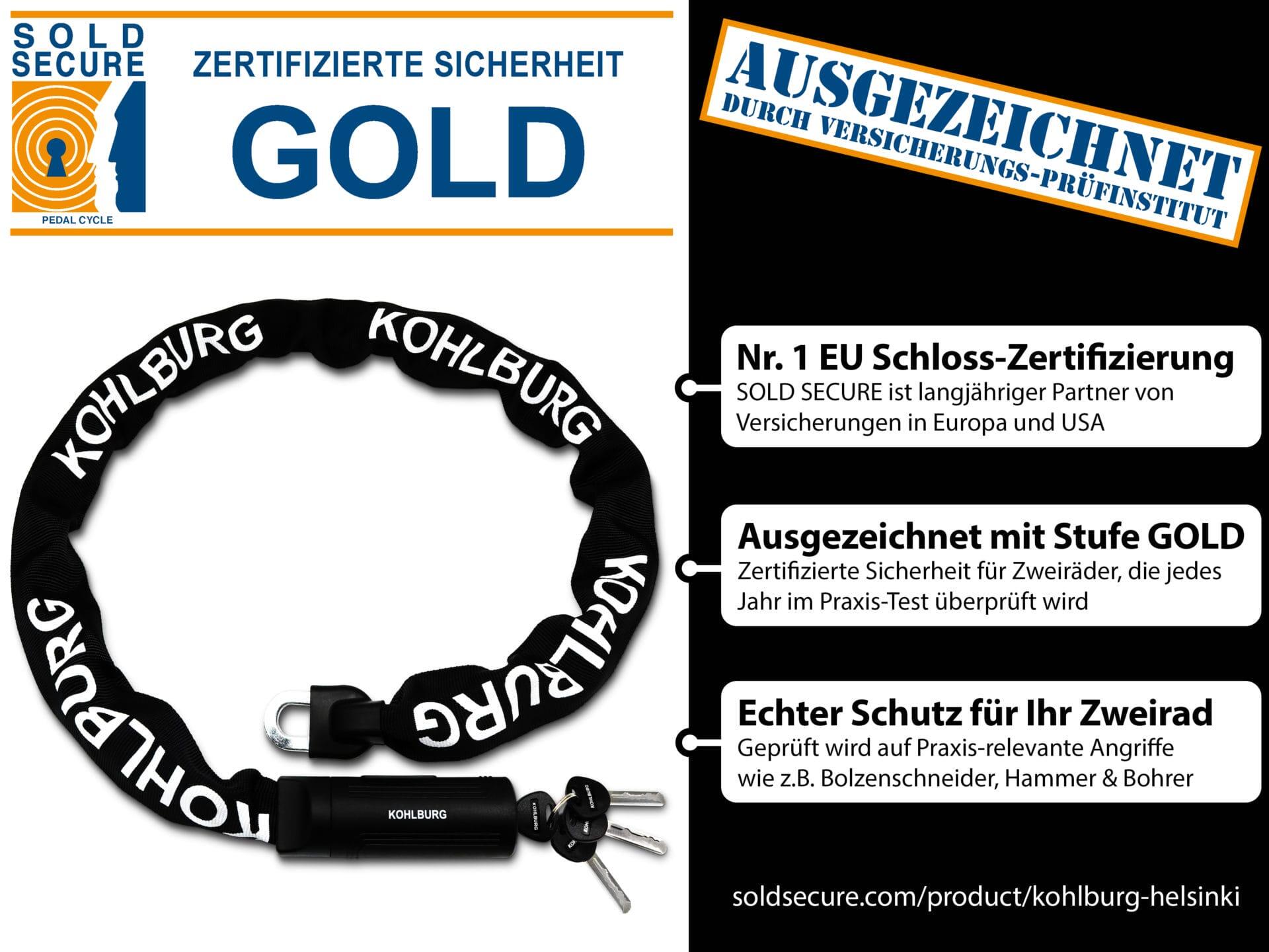 Sicherheits-Kettenschloss 120cm lang für E-Bike, Fahrrad und Motorrad 5/8