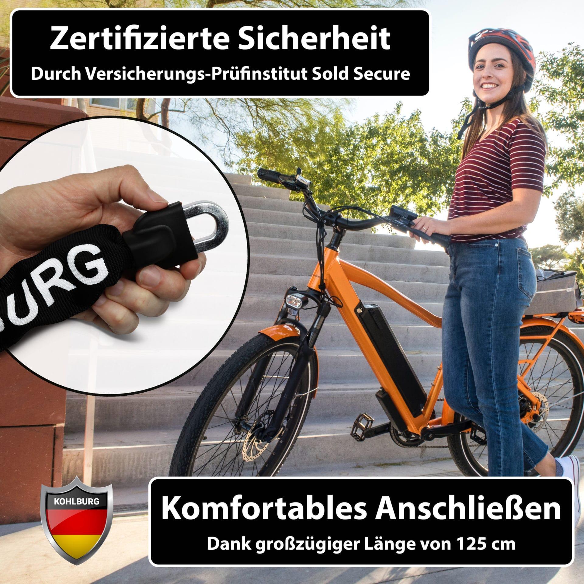 Sicherheits-Kettenschloss 120cm lang für E-Bike, Fahrrad und Motorrad 2/8