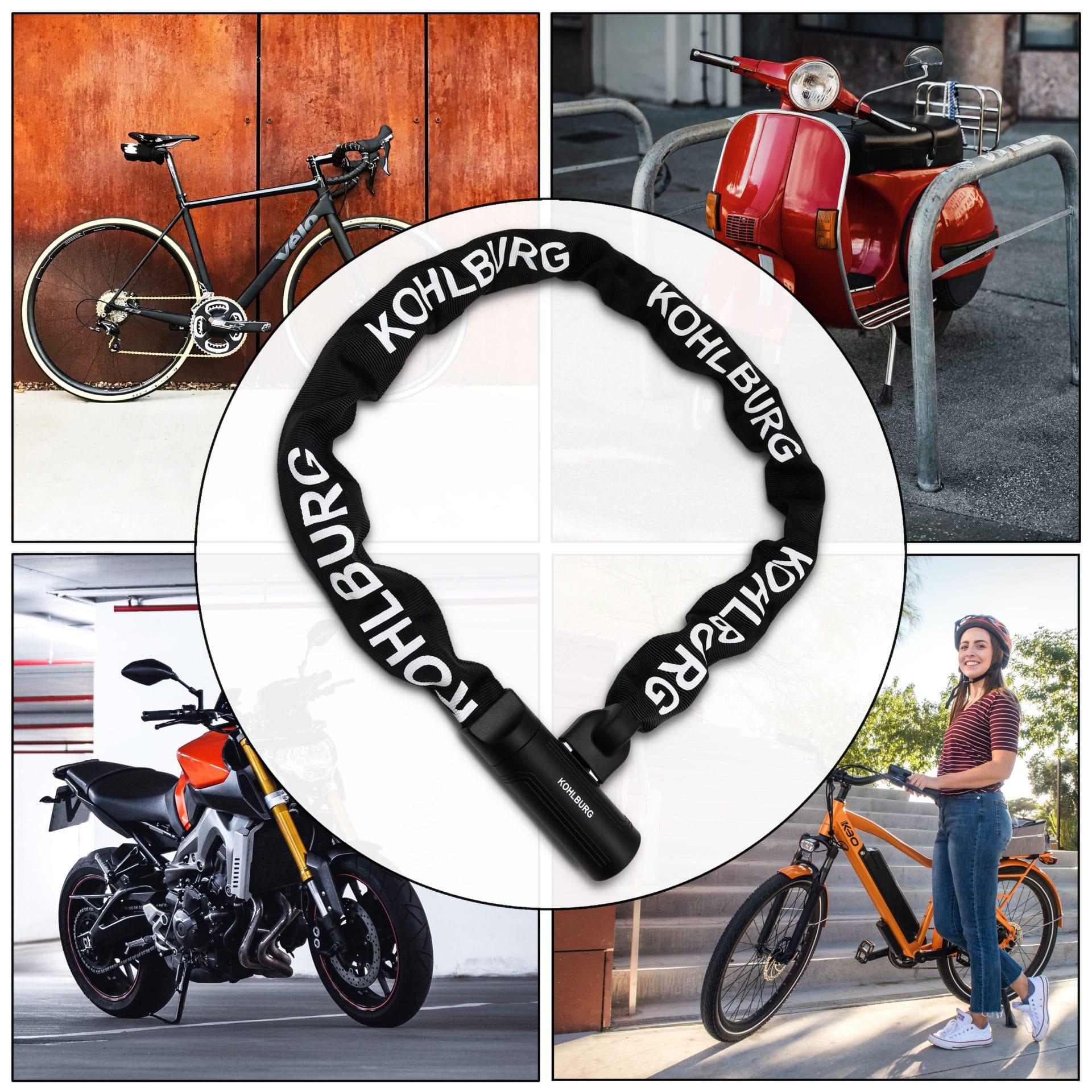 Sicherheits-Kettenschloss 120cm lang für E-Bike, Fahrrad und Motorrad 7/8