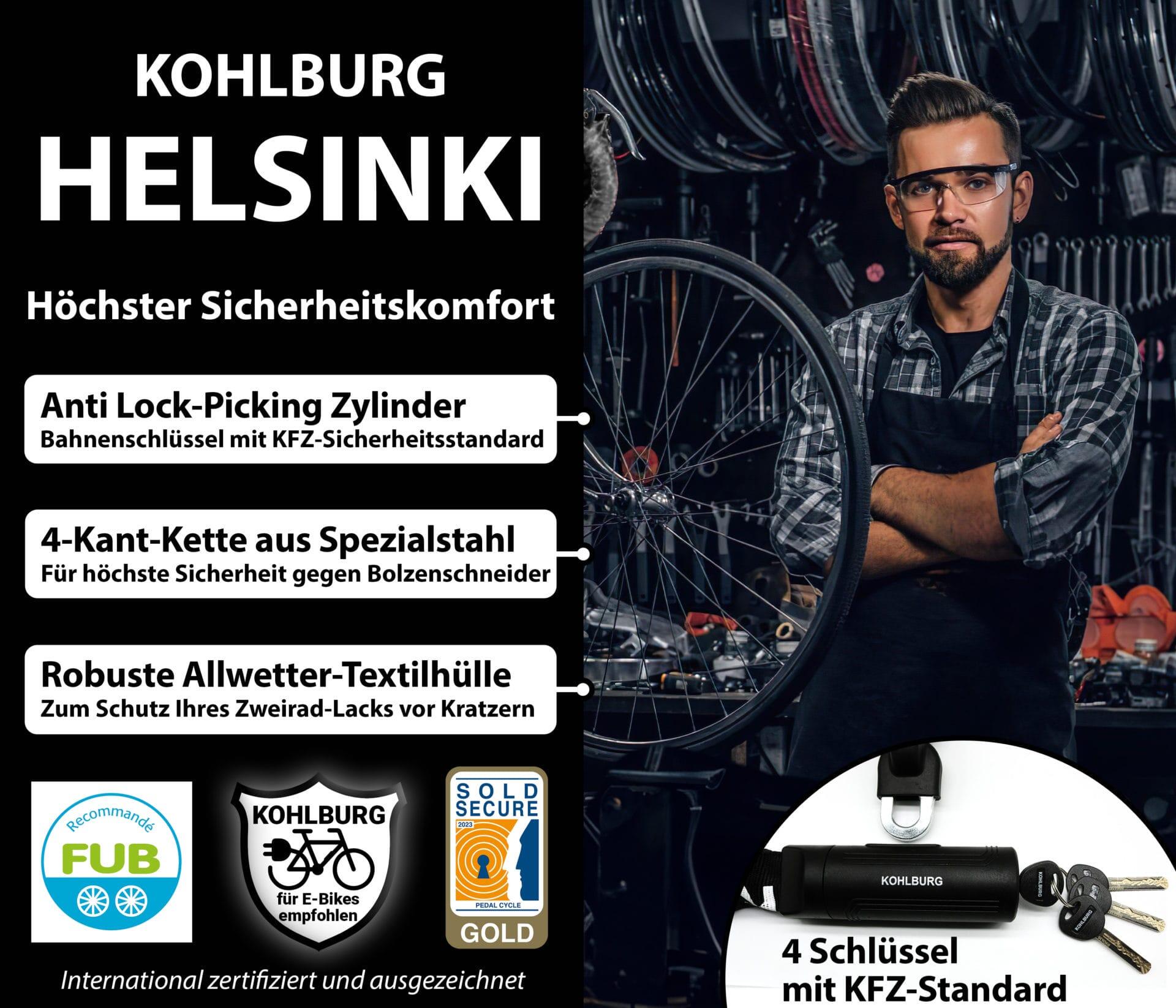 Sicherheits-Kettenschloss 120cm lang für E-Bike, Fahrrad und Motorrad 3/8