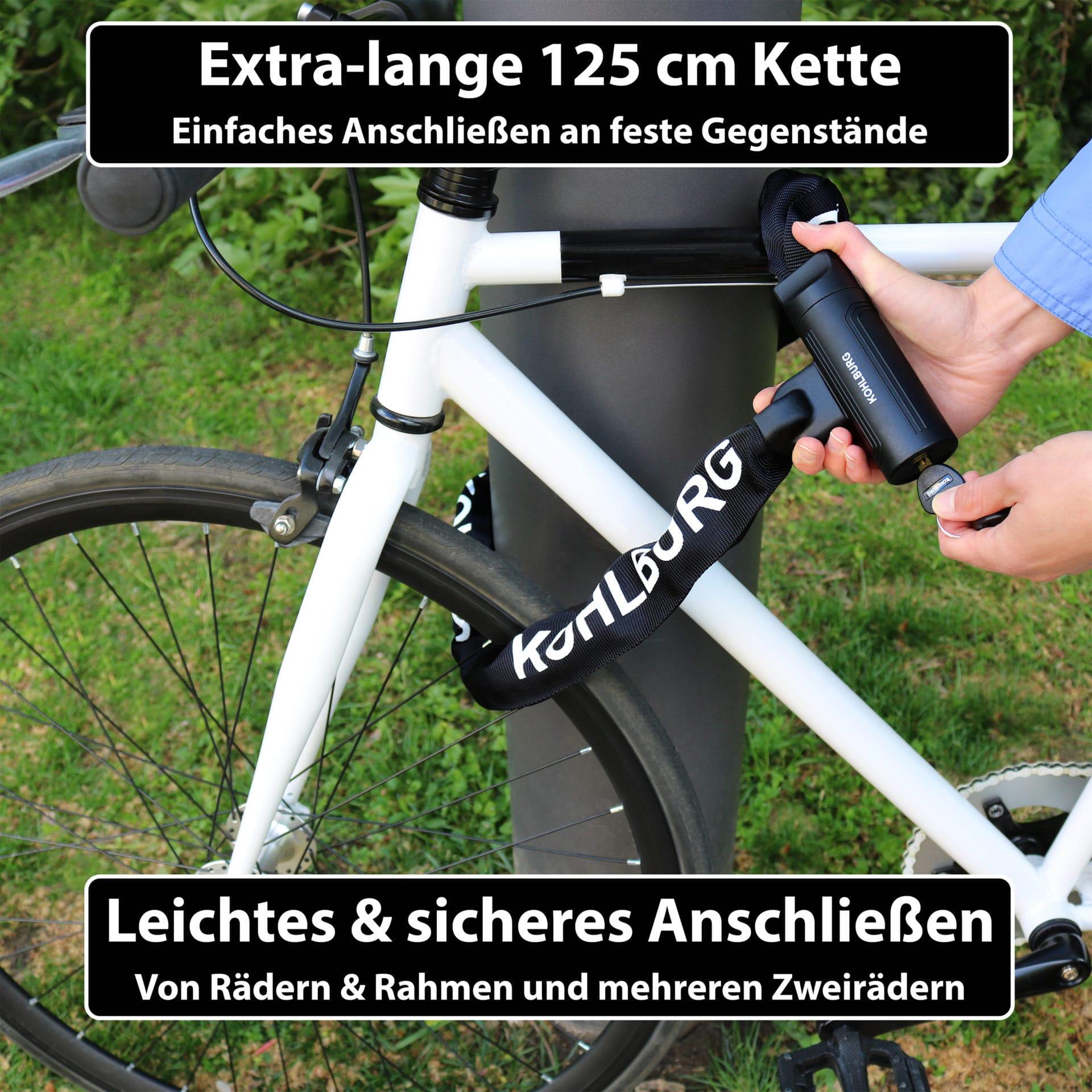 Sicherheits-Kettenschloss 120cm lang für E-Bike, Fahrrad und Motorrad 4/8