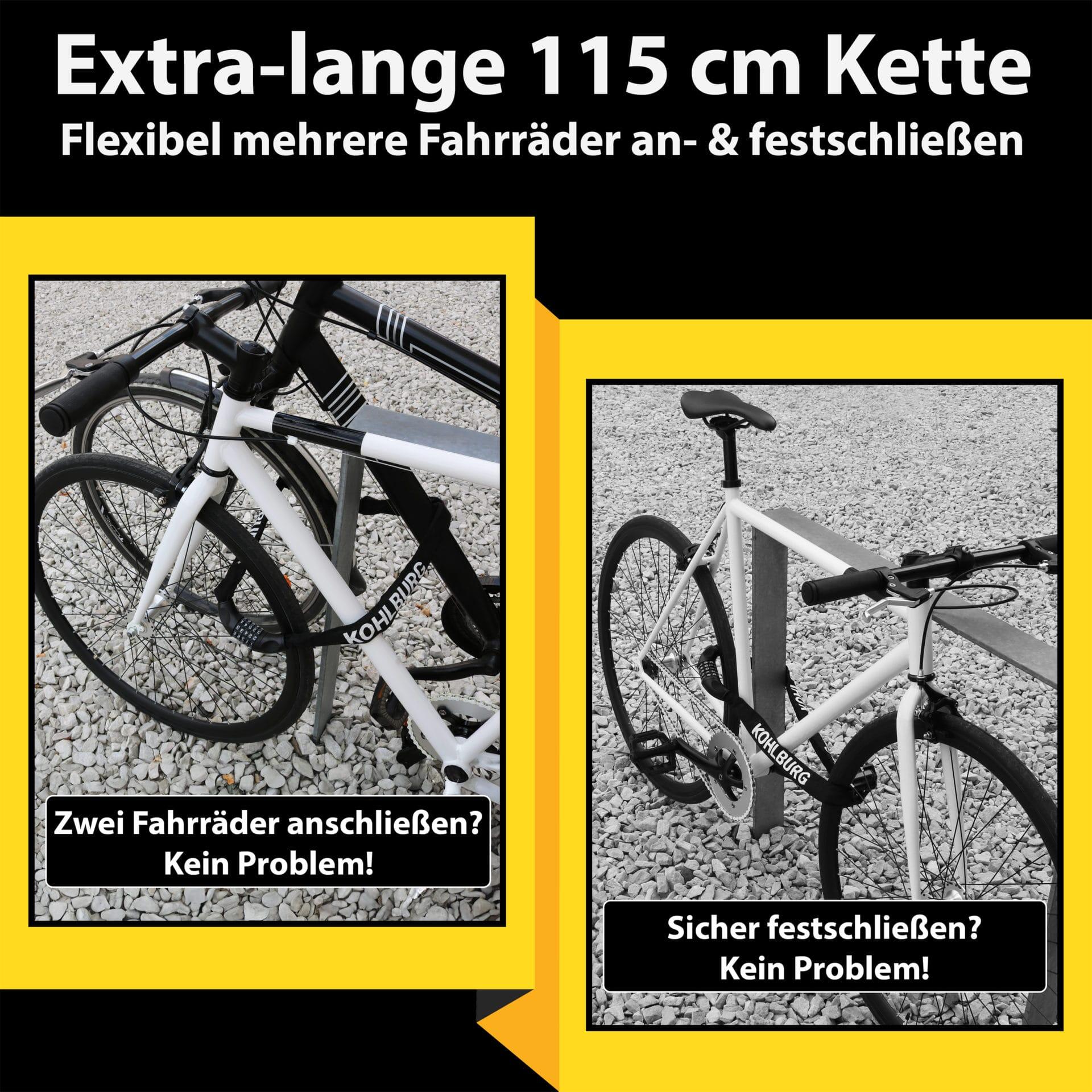 Langes Kettenschloss 115cm mit Zahlenkombination für E-Bike und Fahrrad 2/8