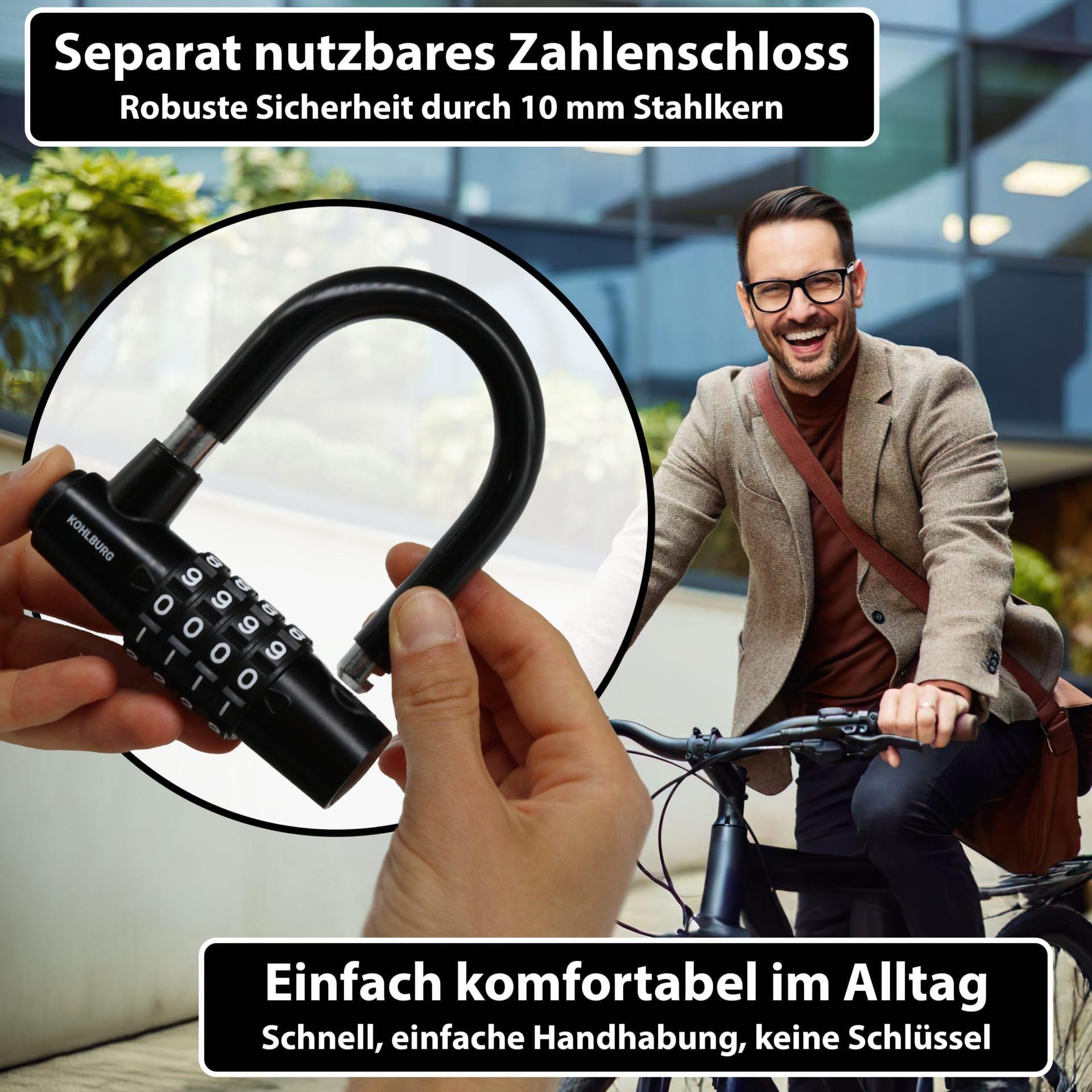 200cm Kabelschloss mit Zahlenkombination, Zahlenschloss mit Stahlseil 4/7