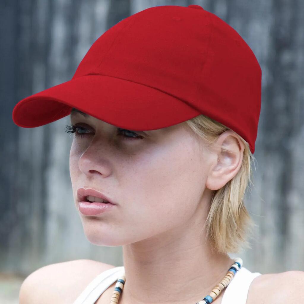 Unisex Low Profile Heavy Brushed Cotton Baseball Cap (Red)