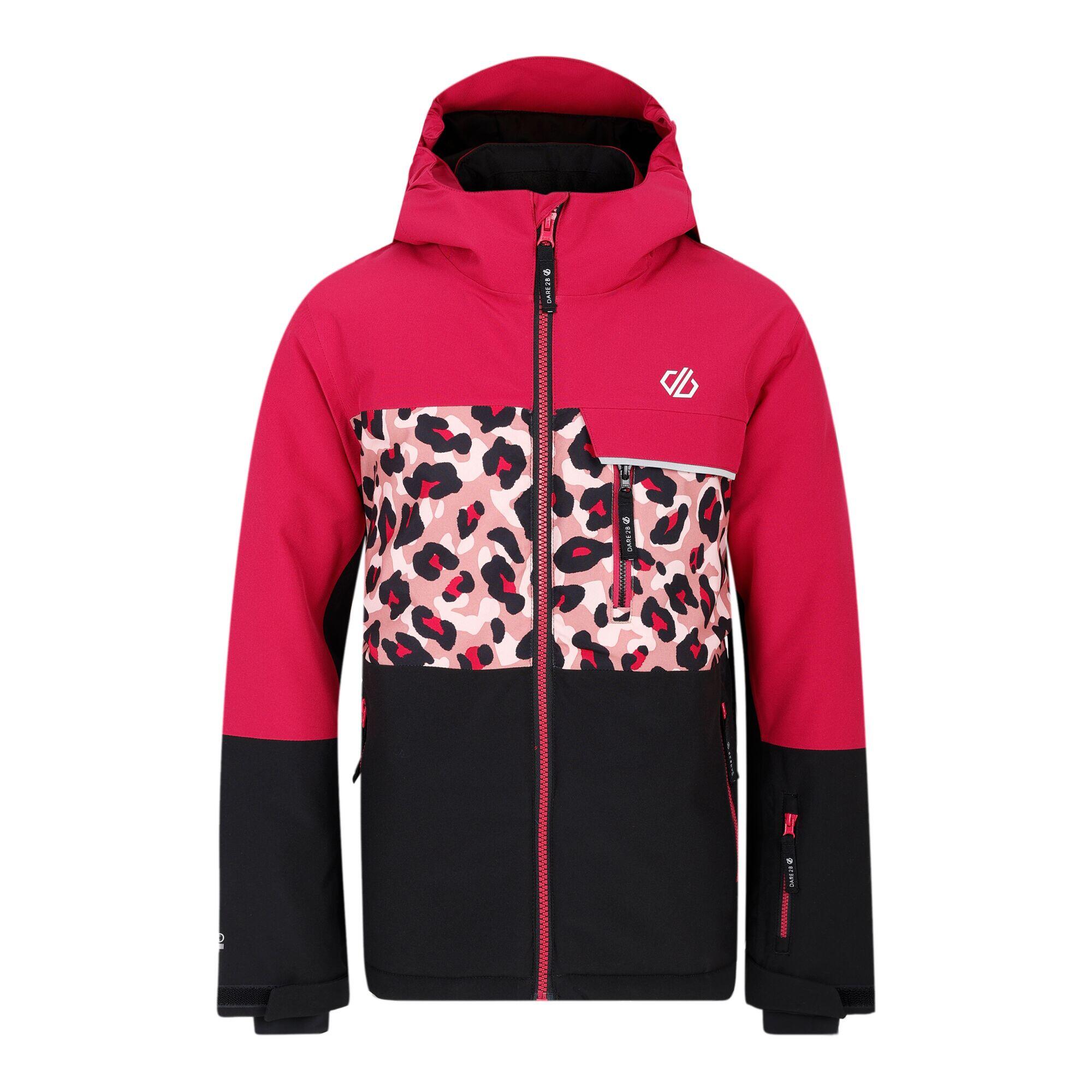 DARE 2B Childrens/Kids Traverse II Cheetah Print Ski Jacket (Berry Pink/Dusty Rose)