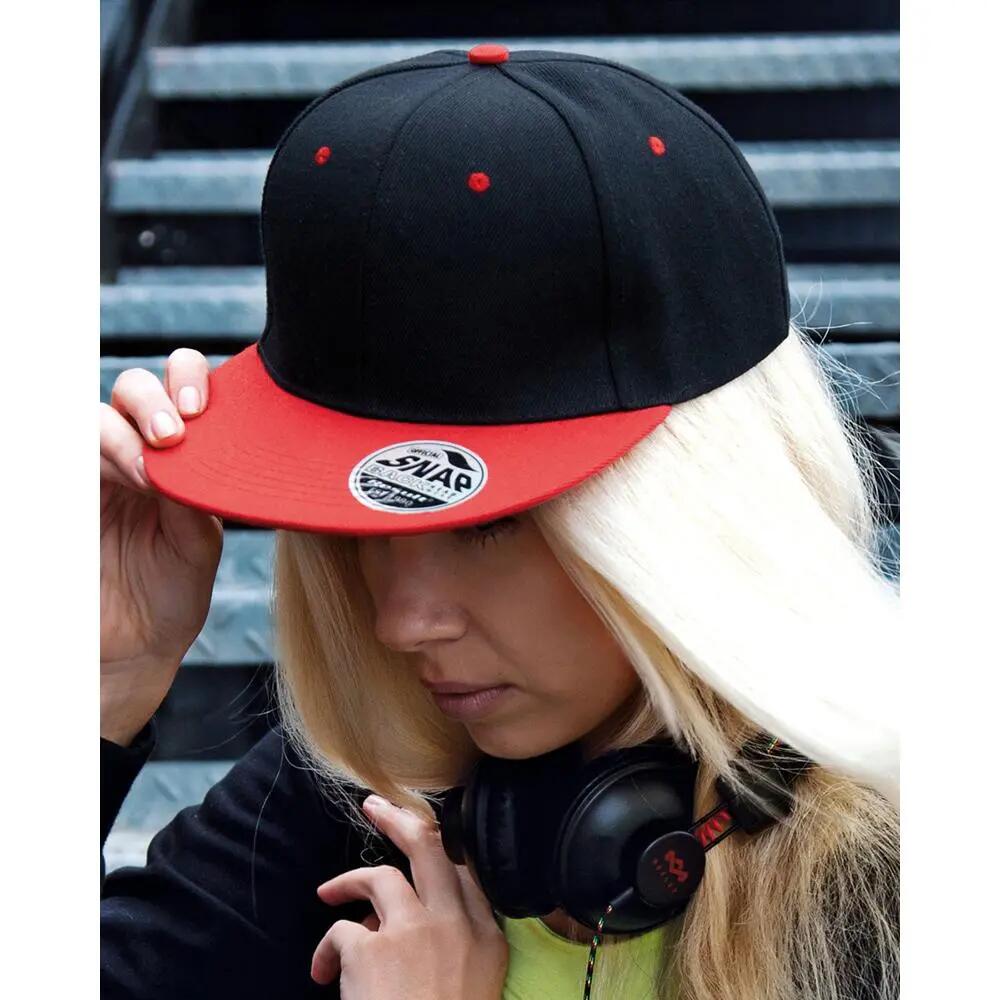 Unisex Core Bronx Original Flat Peak Snapback Dual Colour Cap (Black/Red)