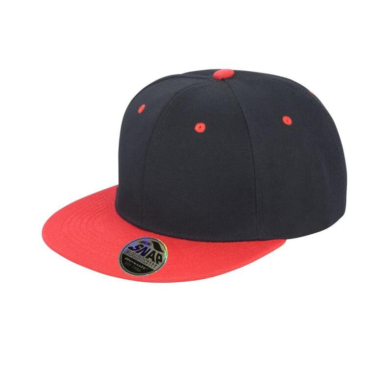 Unisex Core Bronx Original Flat Peak Snapback Dual Colour Cap (Zwart/Rood)