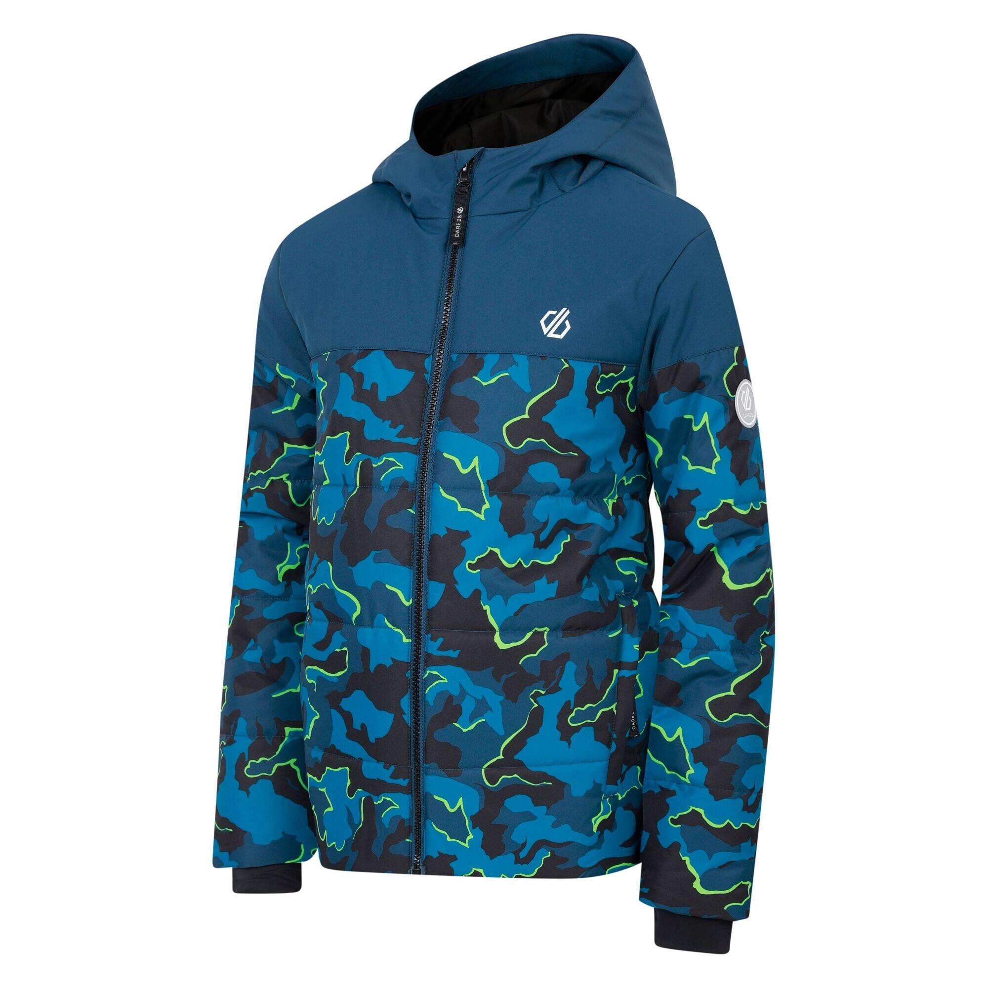 Childrens/Kids Liftie Camo Ski Jacket (Moonlight Denim/Kingfisher Blue) 3/4