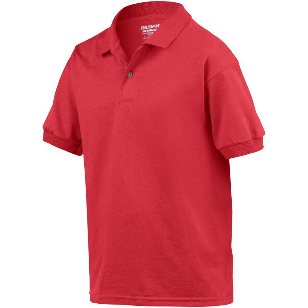 DryBlend Childrens Unisex Jersey Polo Shirt (Rood) 3/4