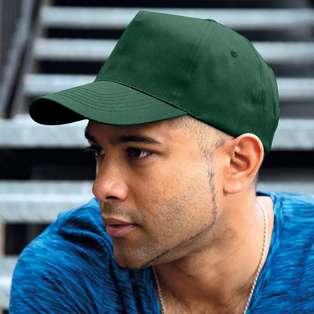 Unisex Core Houston 5 Panel Printers Baseball Cap (Bottle Green)